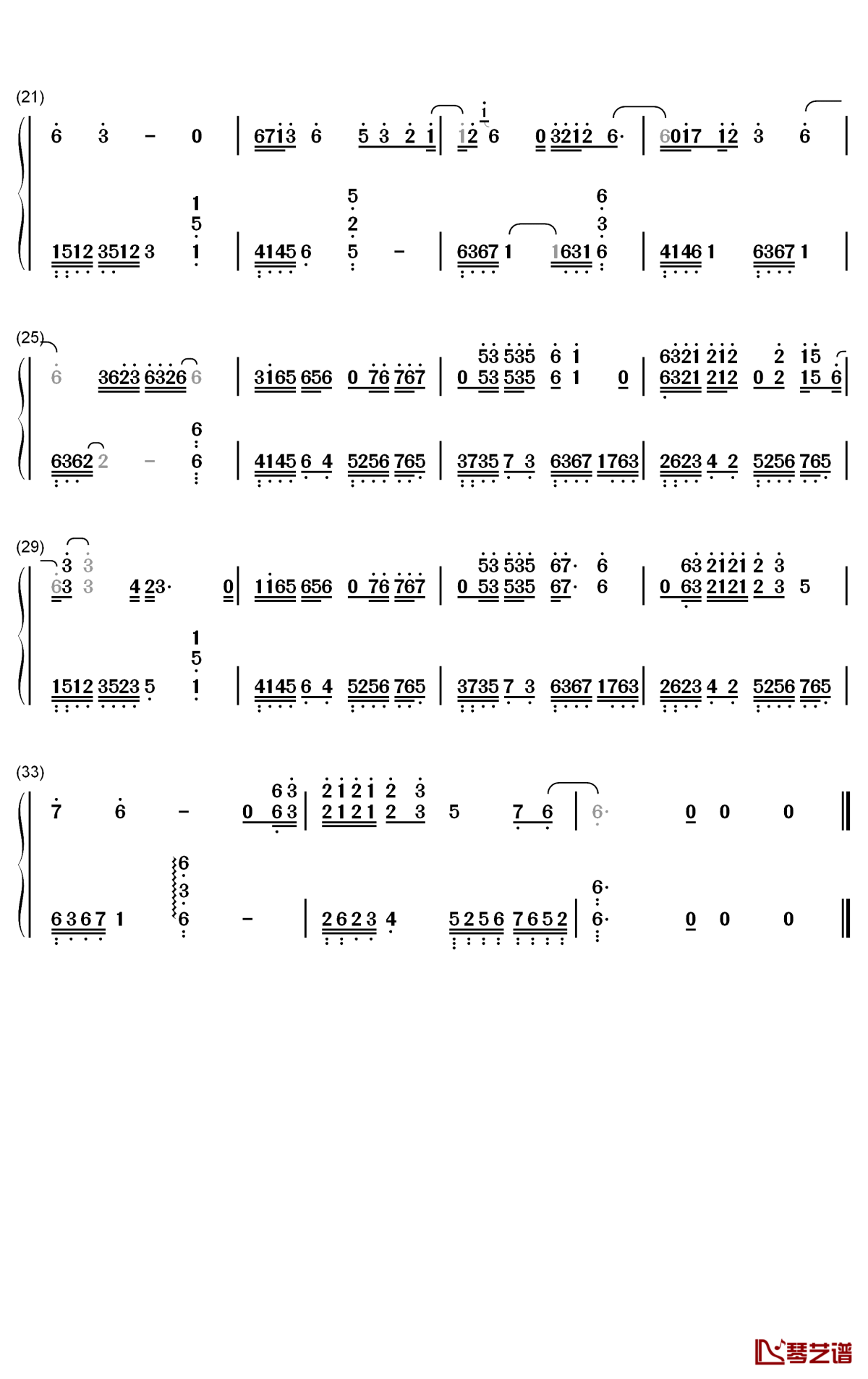 缘落钢琴简谱-数字双手-陆虎 周深2