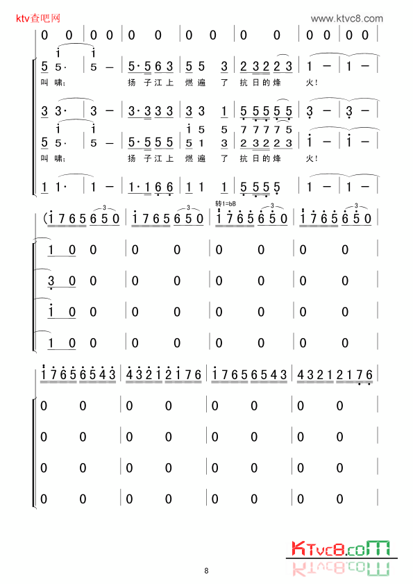 怒吼吧！黄河简谱1