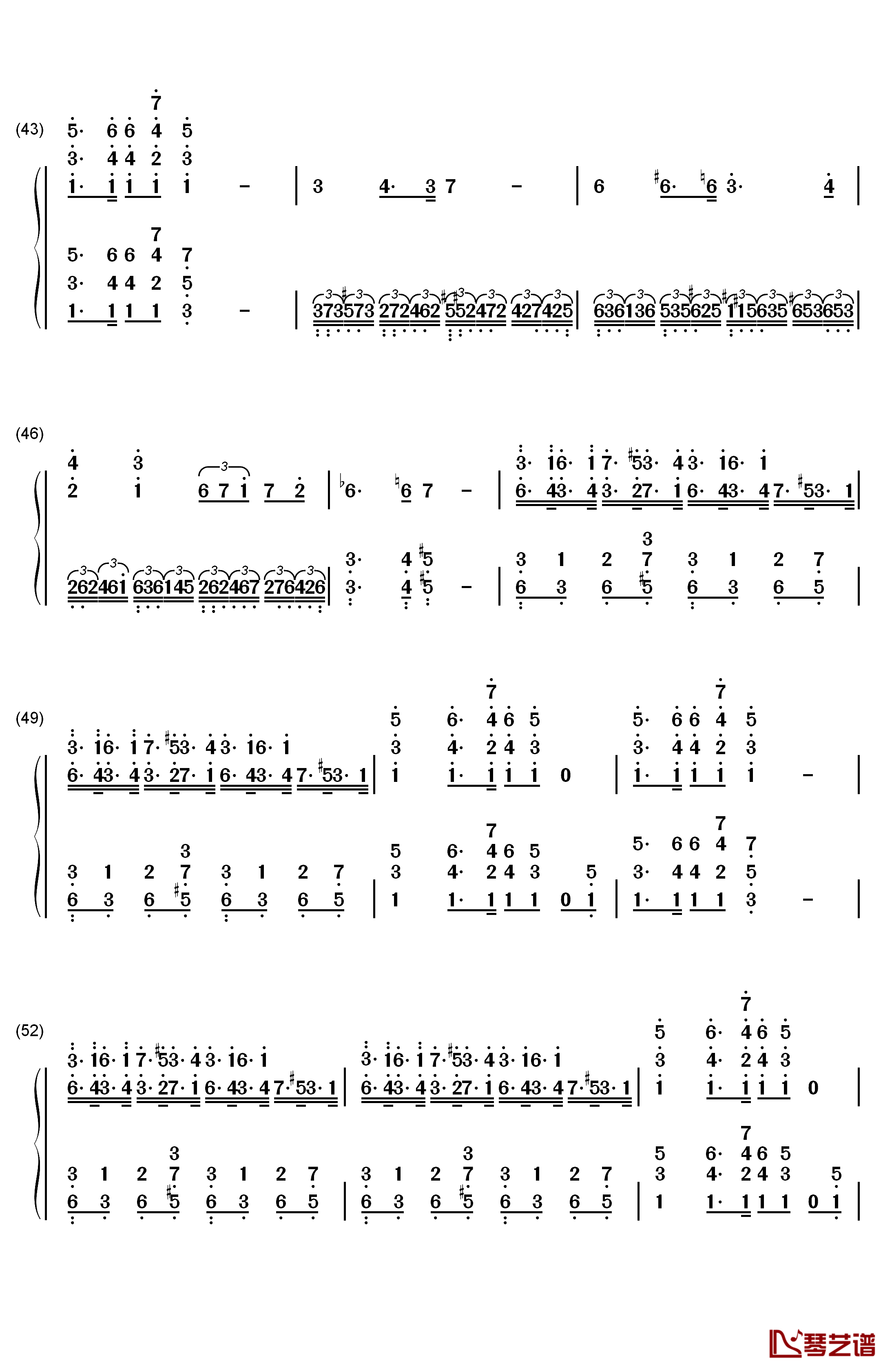 格里格钢琴变奏曲钢琴简谱-数字双手-马克西姆5