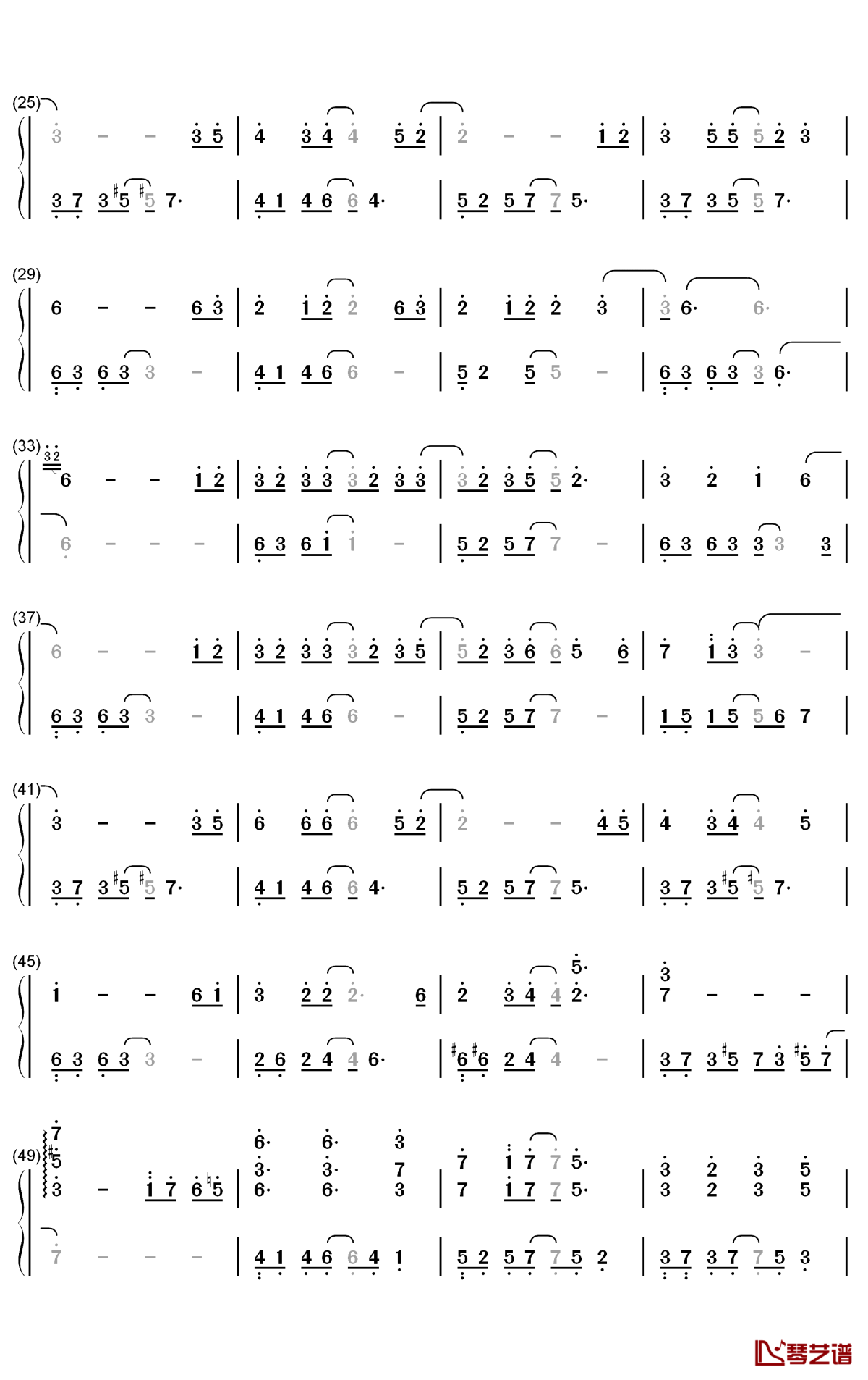 遇萤钢琴简谱-数字双手-CRITTY2