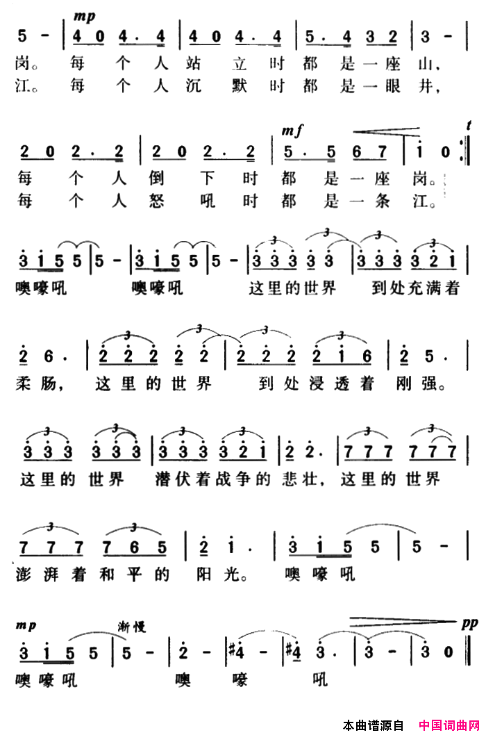 军歌金曲：军人的世界简谱1