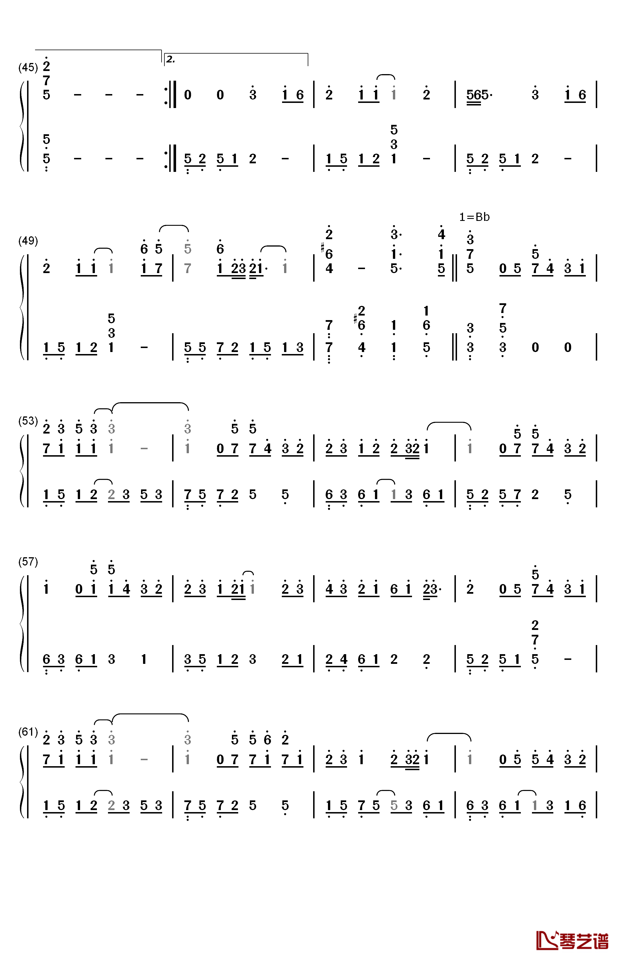 比我幸福钢琴简谱-数字双手-陈晓东3