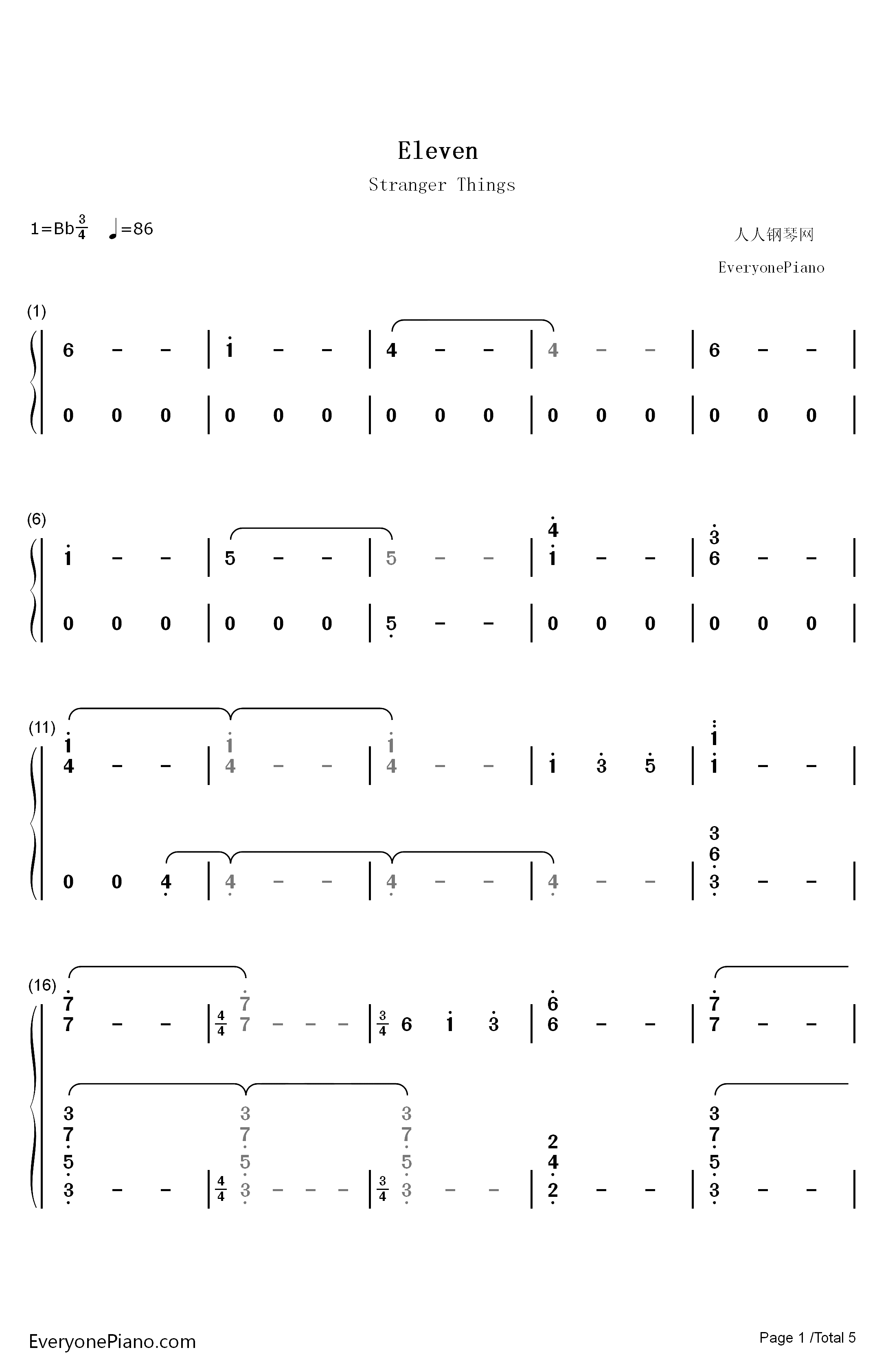 Eleven钢琴简谱-数字双手-Michael Stein Kyle Dixon1