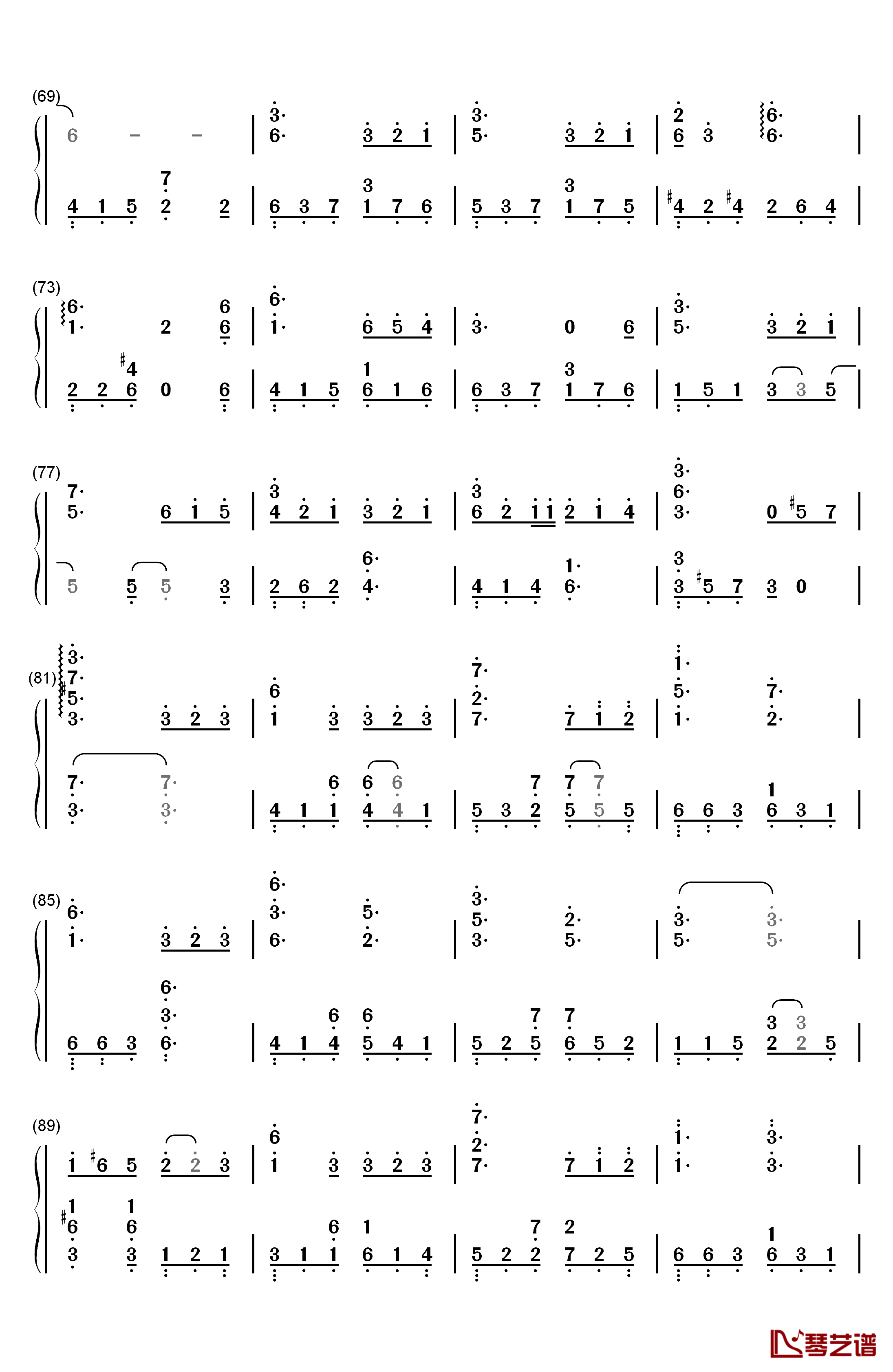 缘起钢琴简谱-数字双手-周深4