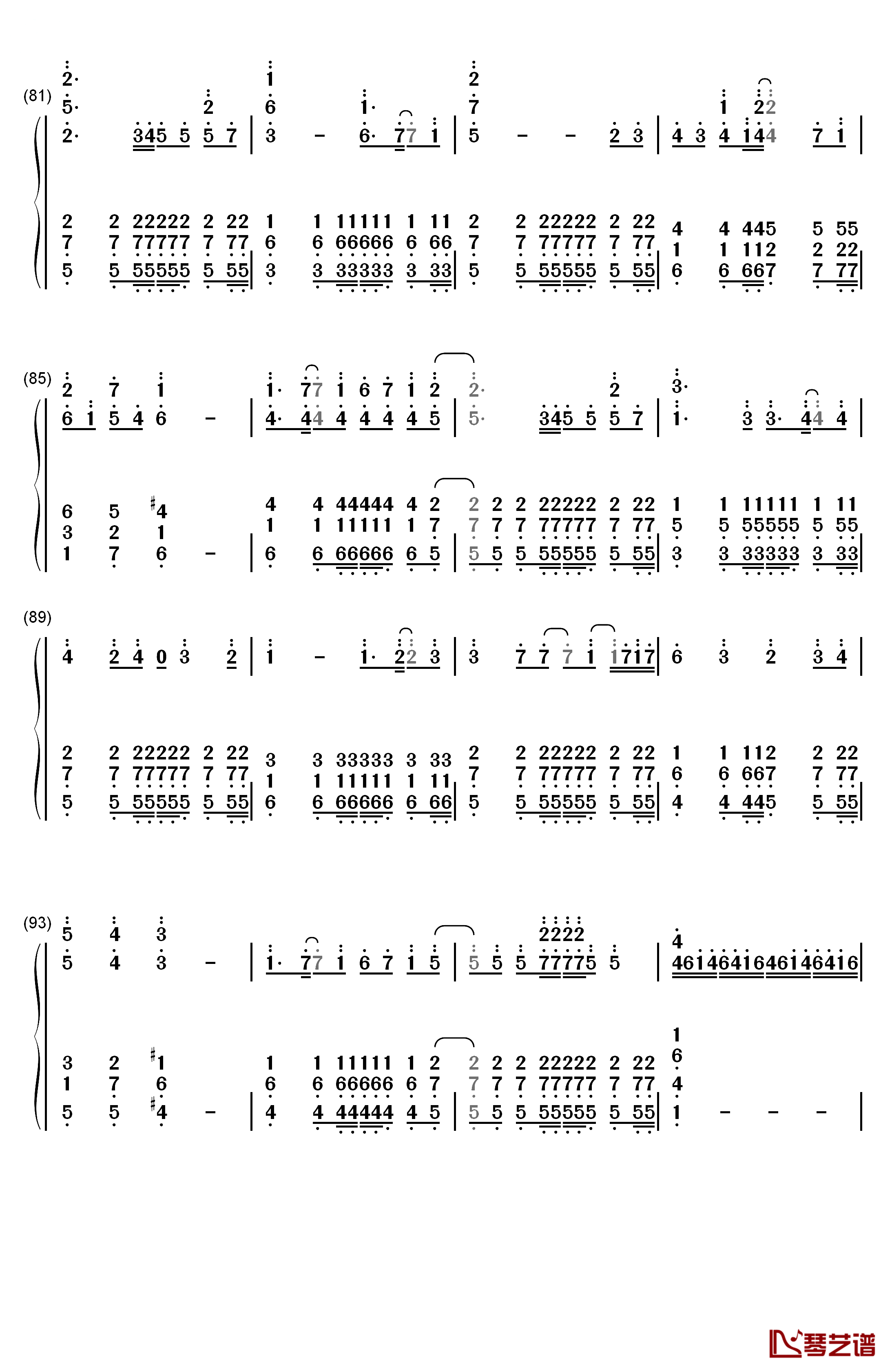 ごめんね、SUMMER钢琴简谱-数字双手-SKE486