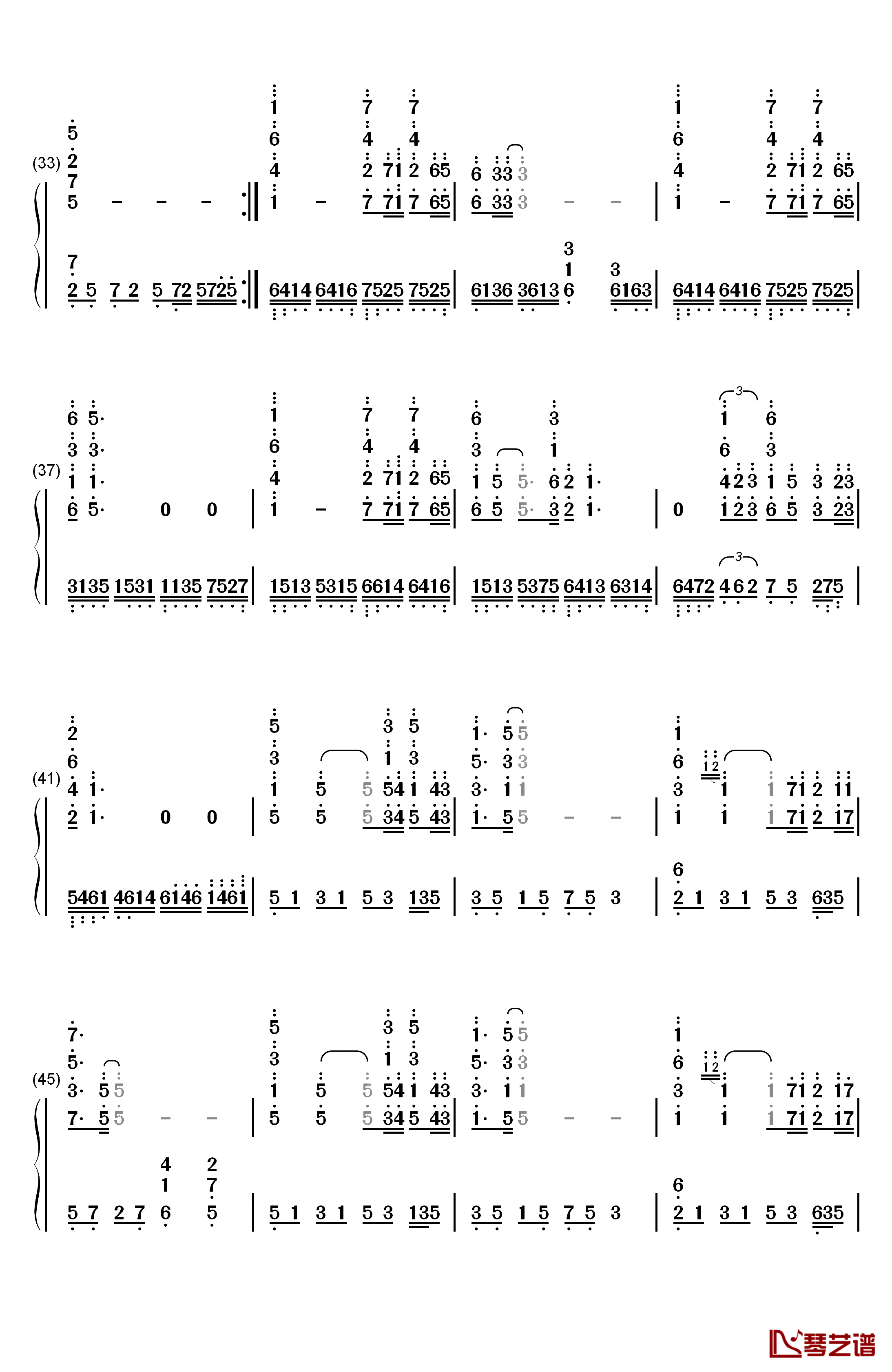 想你的365天钢琴简谱-数字双手-李玟3