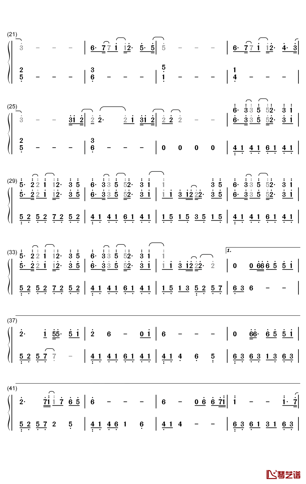 多美丽钢琴简谱-数字双手-邓紫棋2