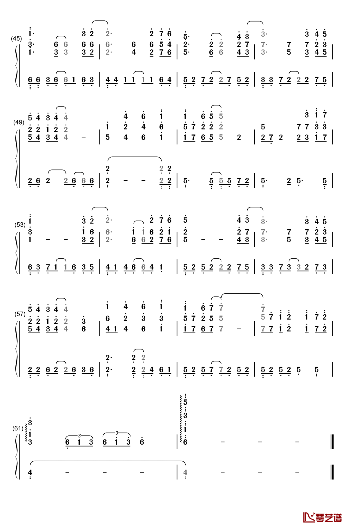 一阵の风钢琴简谱-数字双手-eufonius3