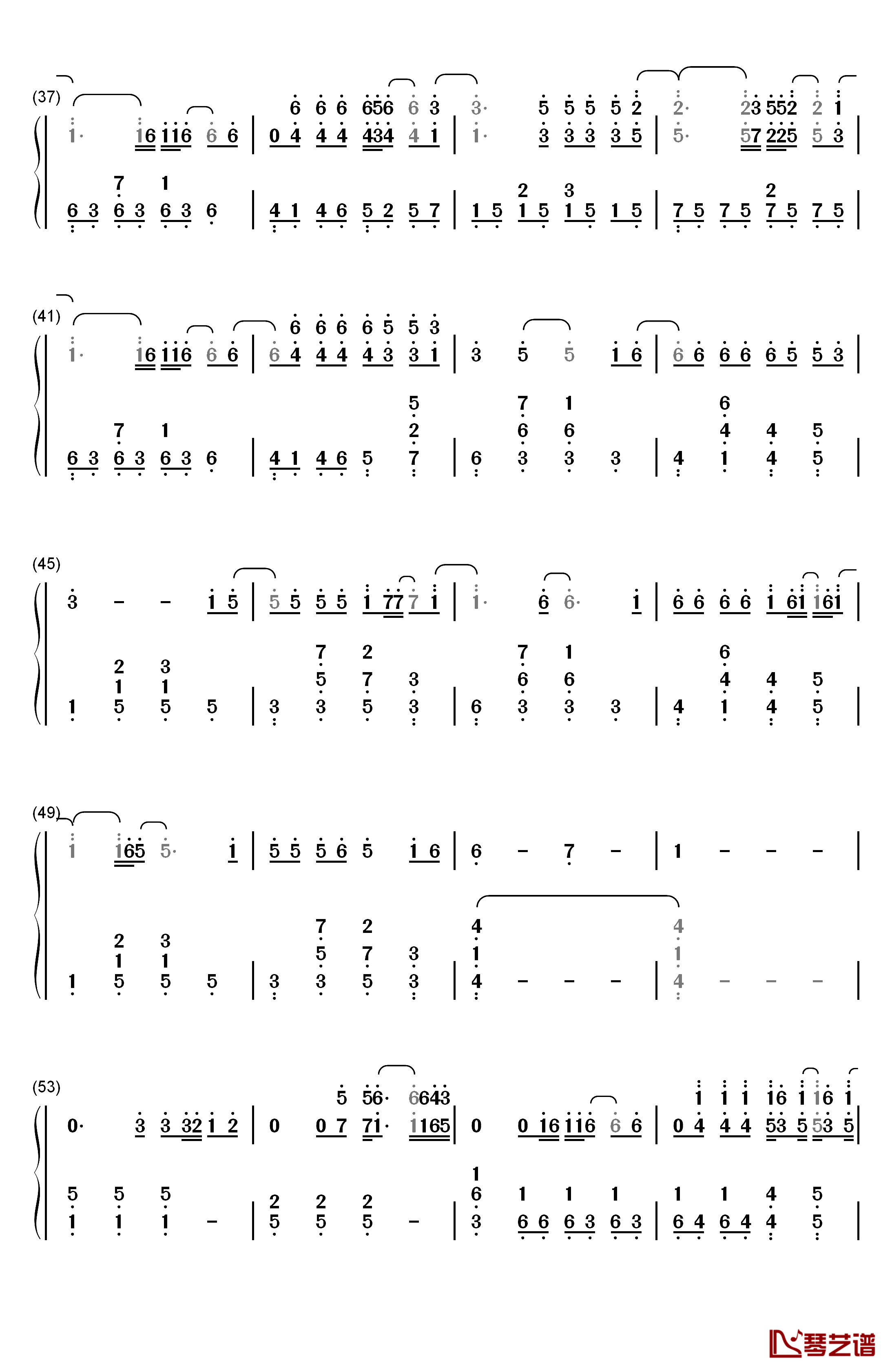 DOWN钢琴简谱-数字双手-杰森·沃克  Jason Walker3