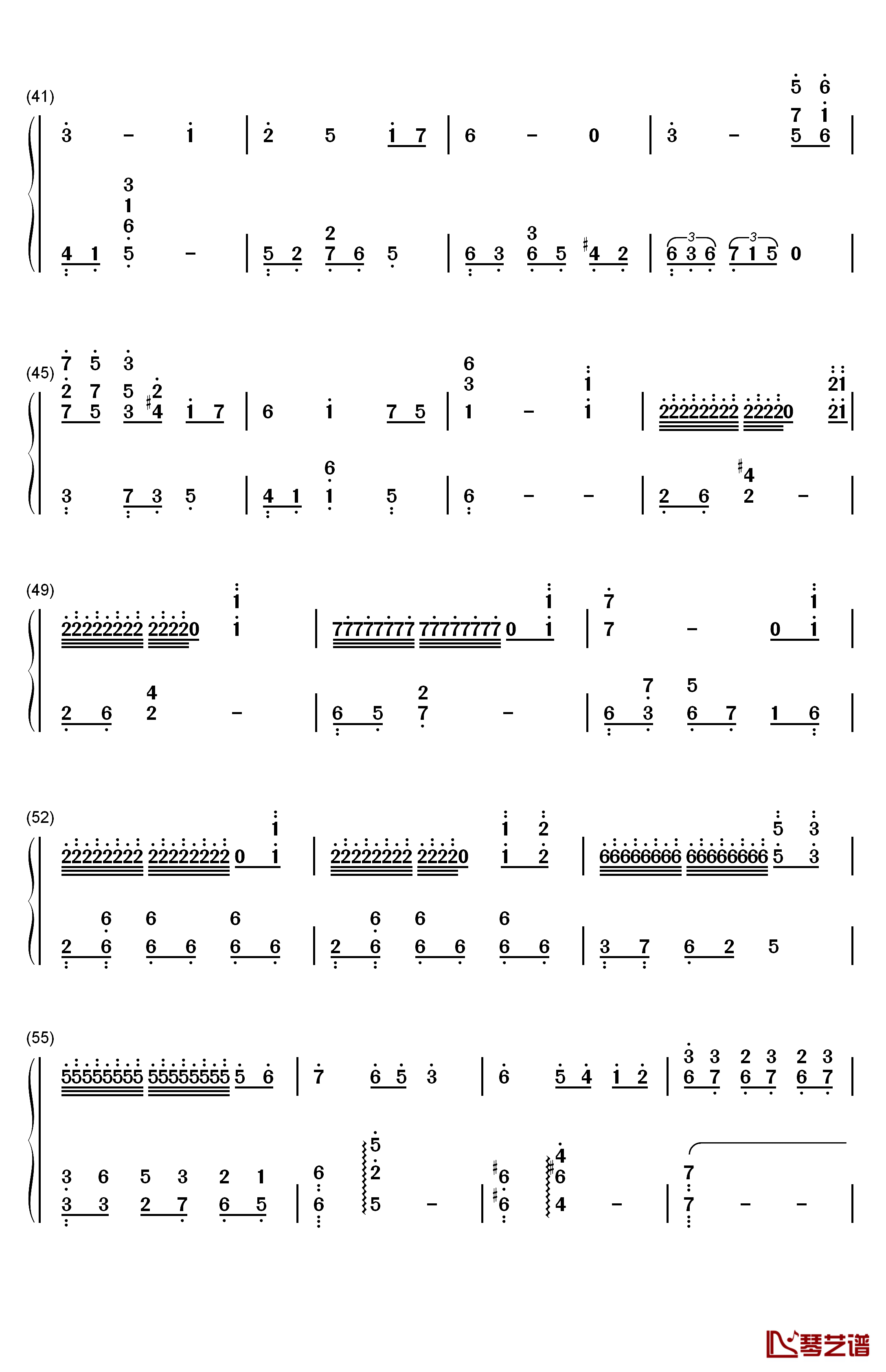 杨柳钢琴简谱-数字双手-范宗沛  林海3