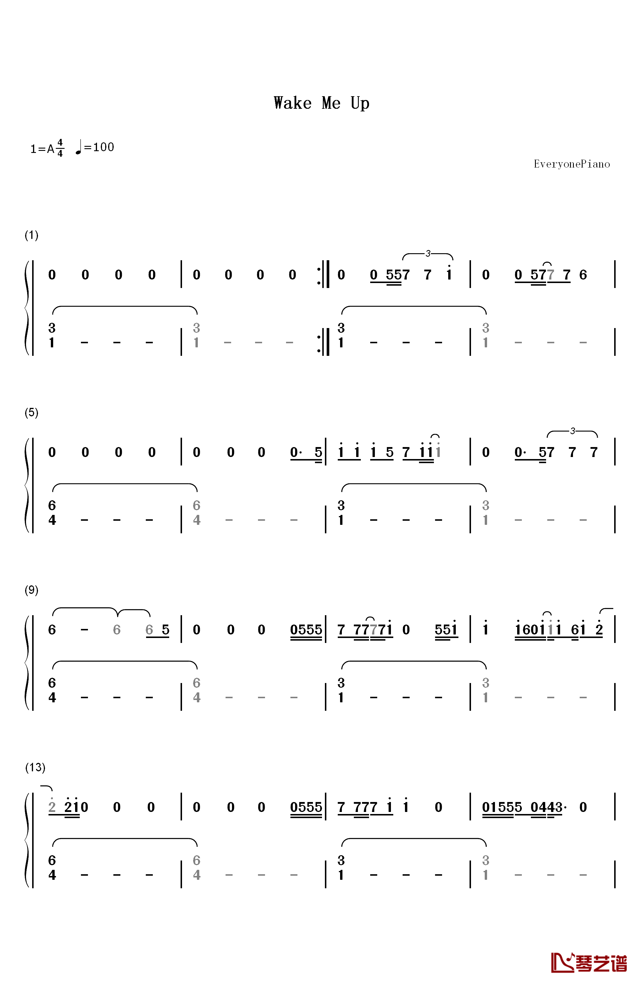 Wake Me Up钢琴简谱-数字双手-Ed Sheeran1