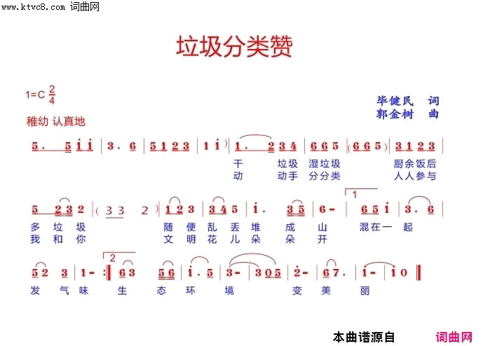 垃圾分类赞简谱-未知演唱-毕健民/郭金树词曲1