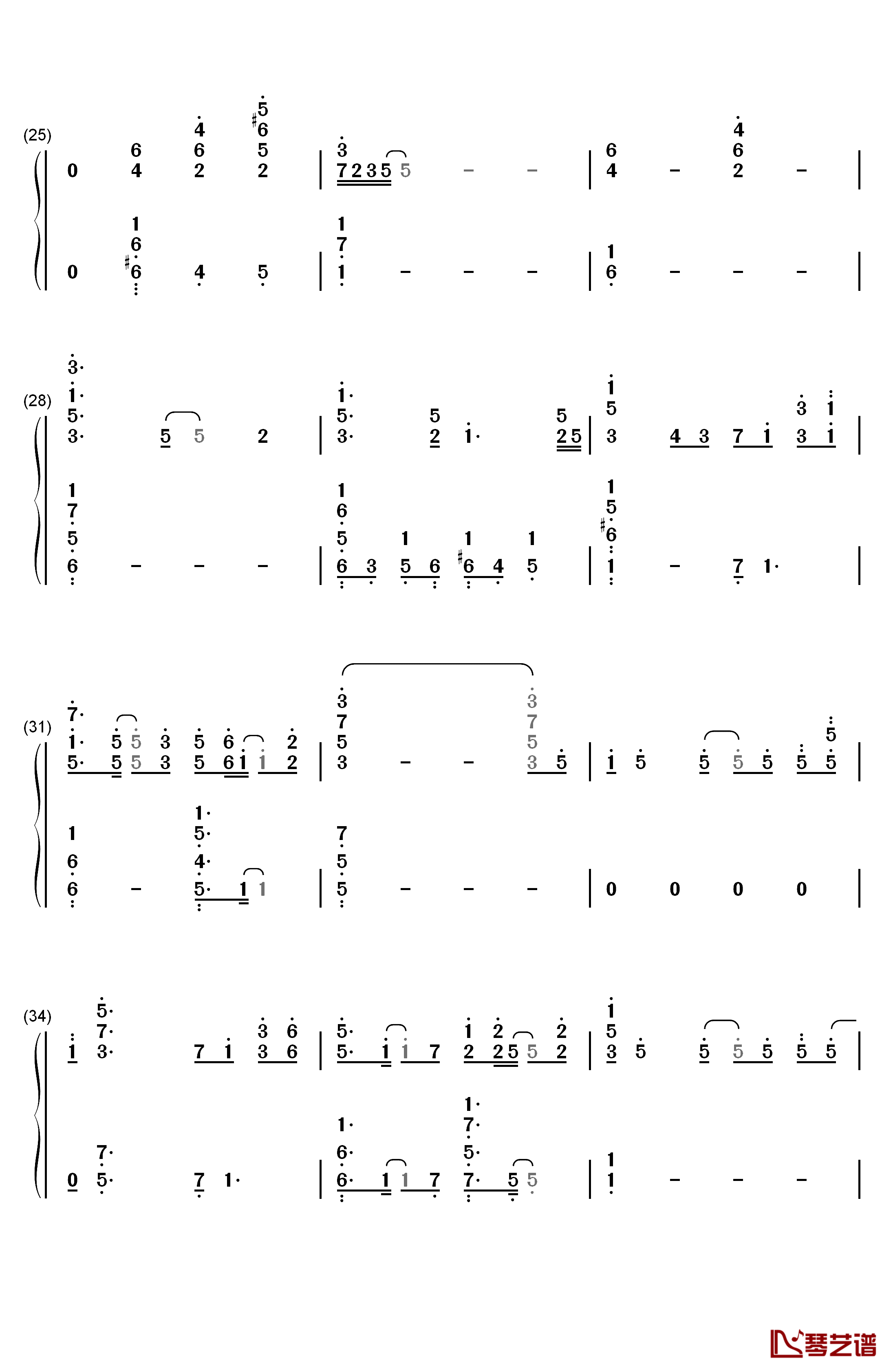 手つかずの感情钢琴简谱-数字双手-中山真斗3