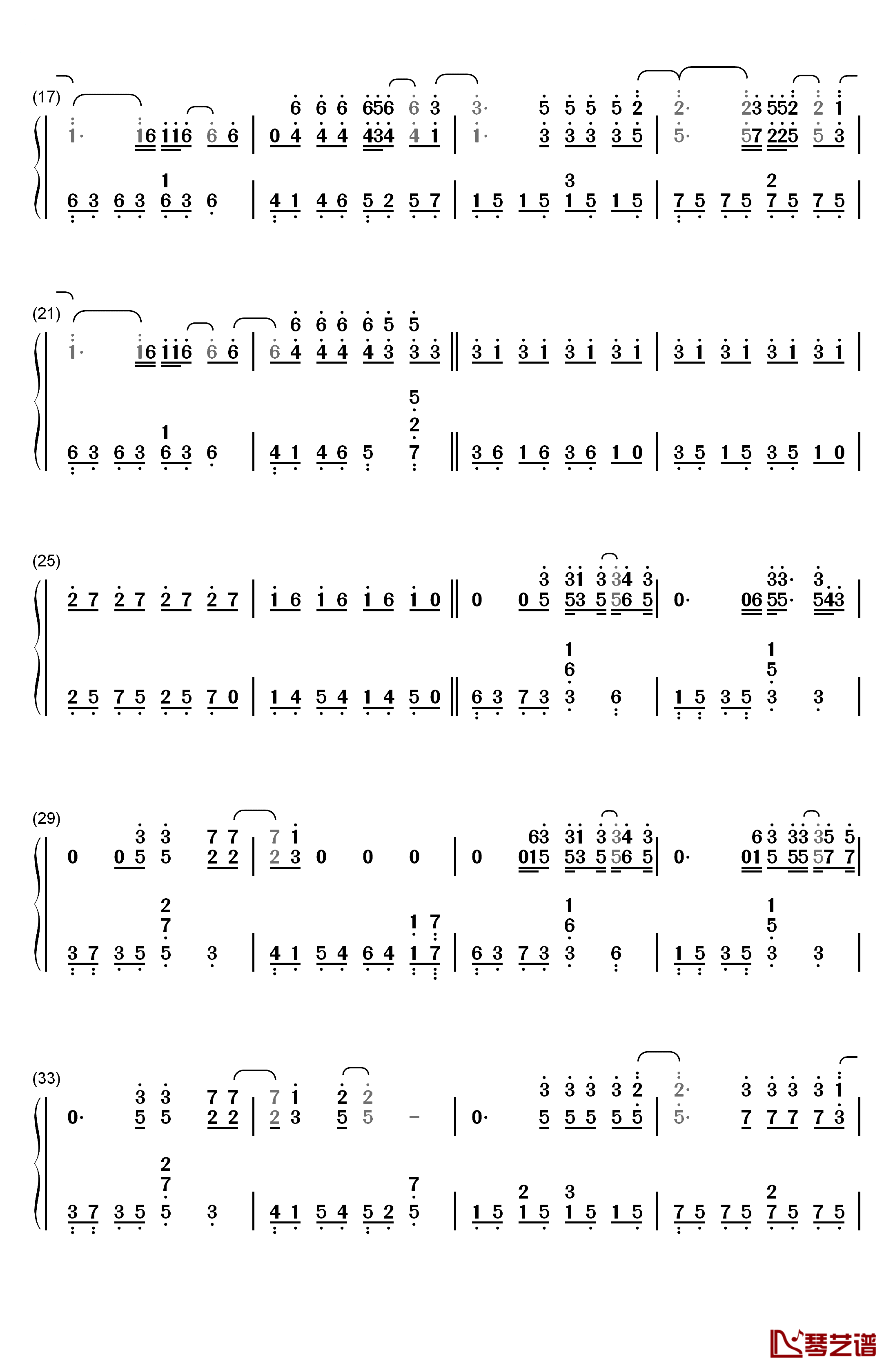 DOWN钢琴简谱-数字双手-杰森·沃克  Jason Walker2