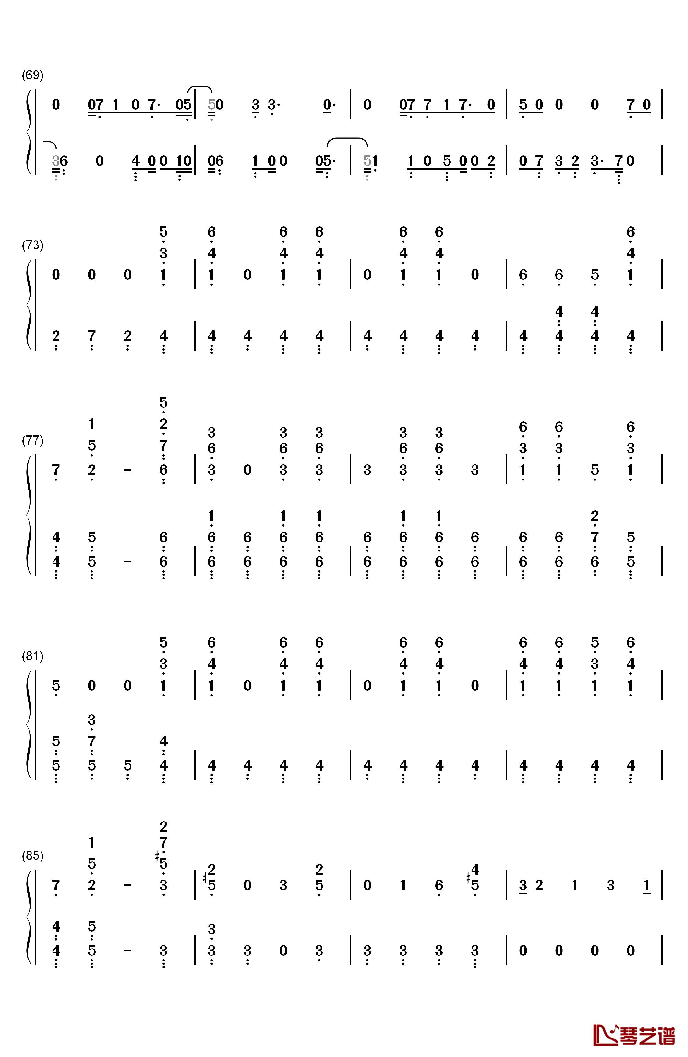 Answer钢琴简谱-数字双手-Rihanna4