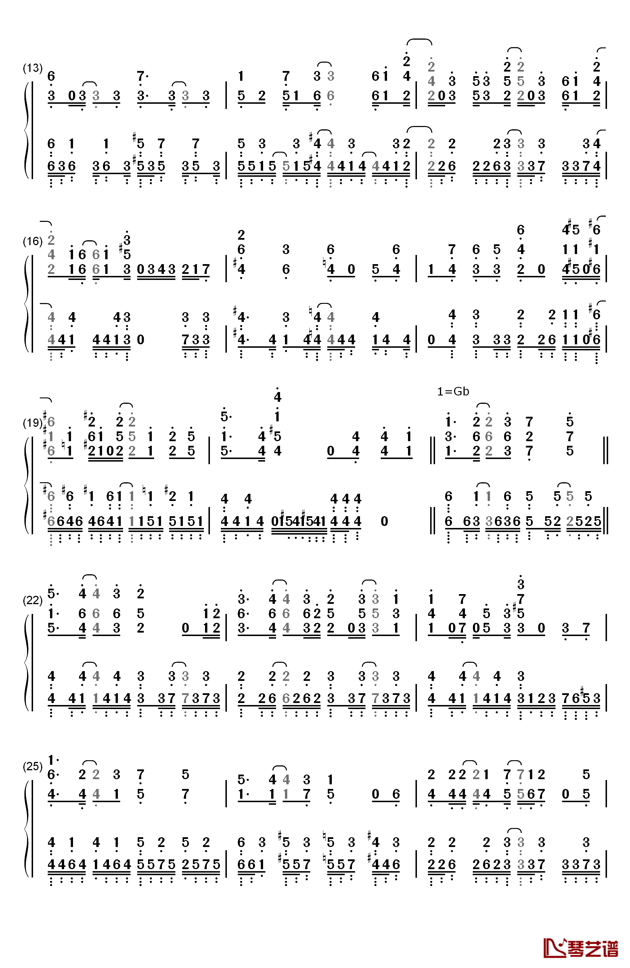 リベラシオン钢琴简谱-数字双手-渊上舞2