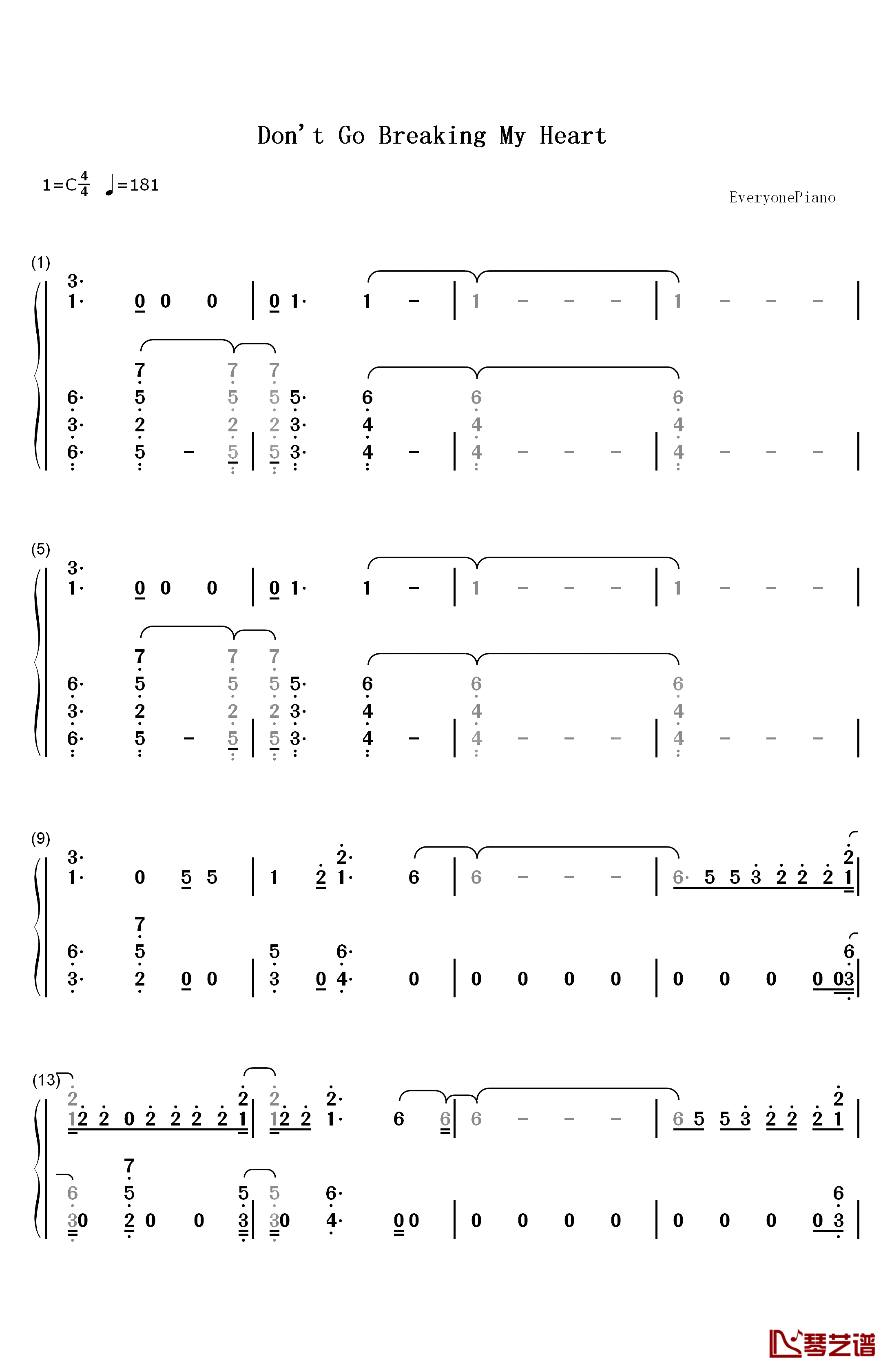 Don't Go Breaking My Heart钢琴简谱-数字双手-Backstreet Boys1
