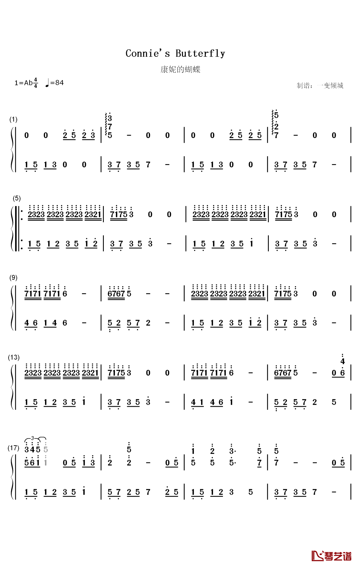 Connies Butterfly钢琴简谱-数字双手-Shardad Rohani1