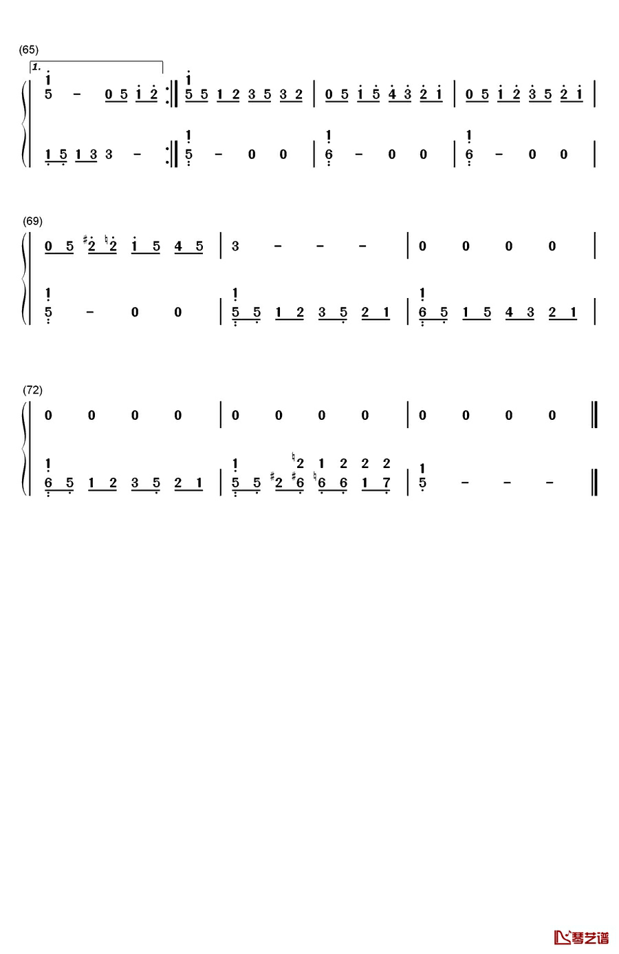 雪之梦钢琴简谱-数字双手-班得瑞  Bandari4