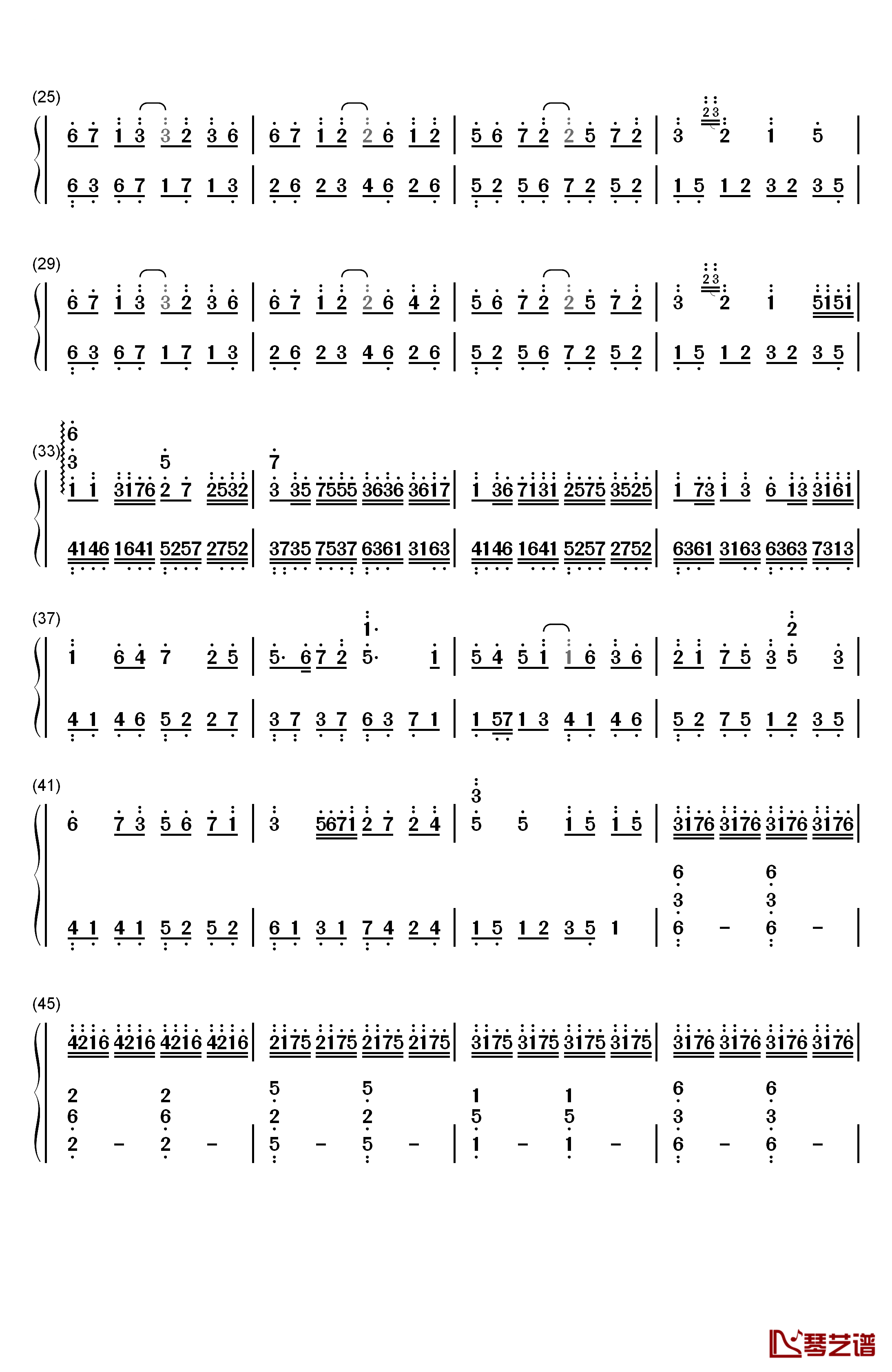 初天雫铃钢琴简谱-数字双手-初学者_2