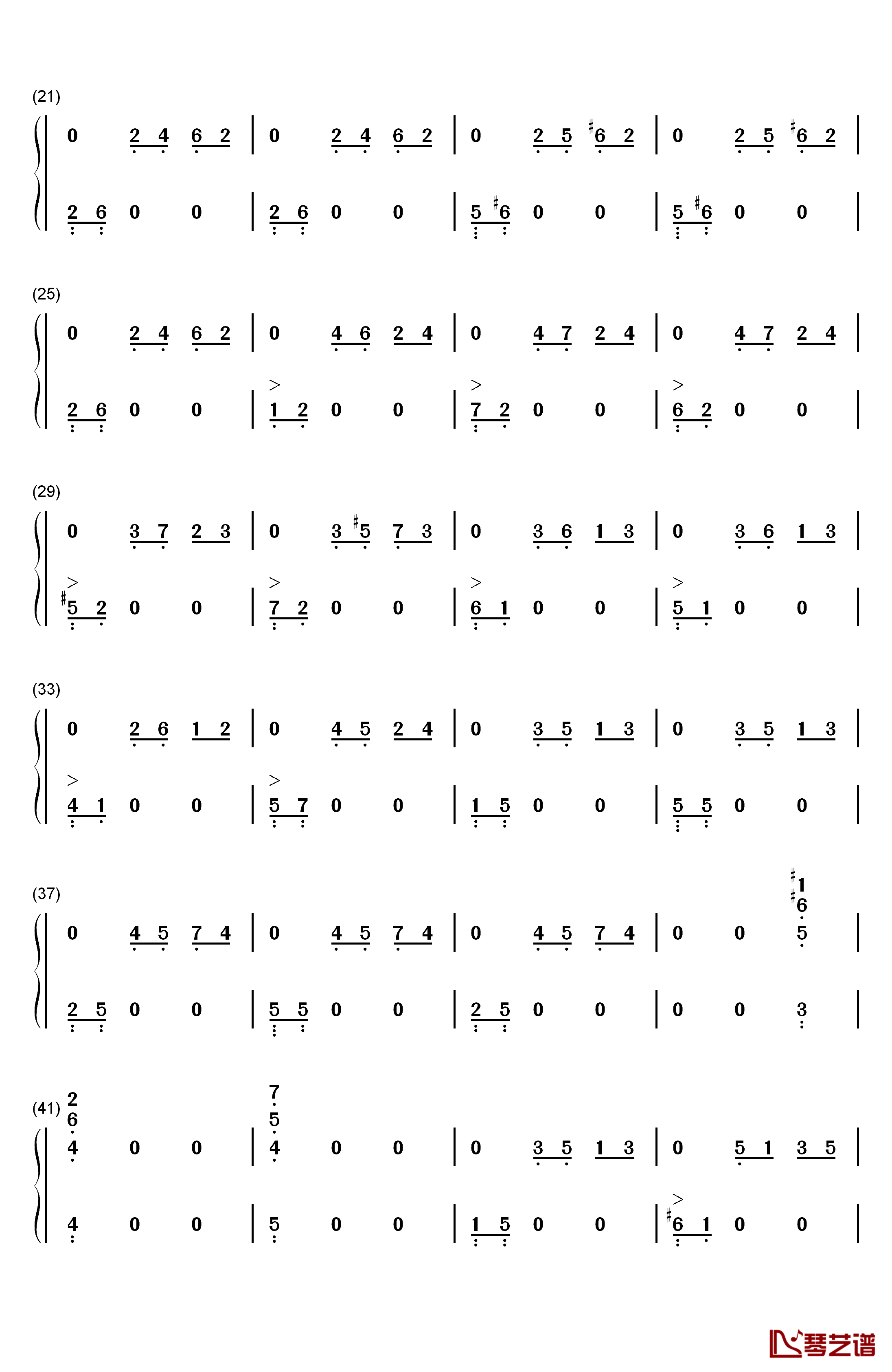 乘着歌声的翅膀钢琴简谱-数字双手-门德尔松2