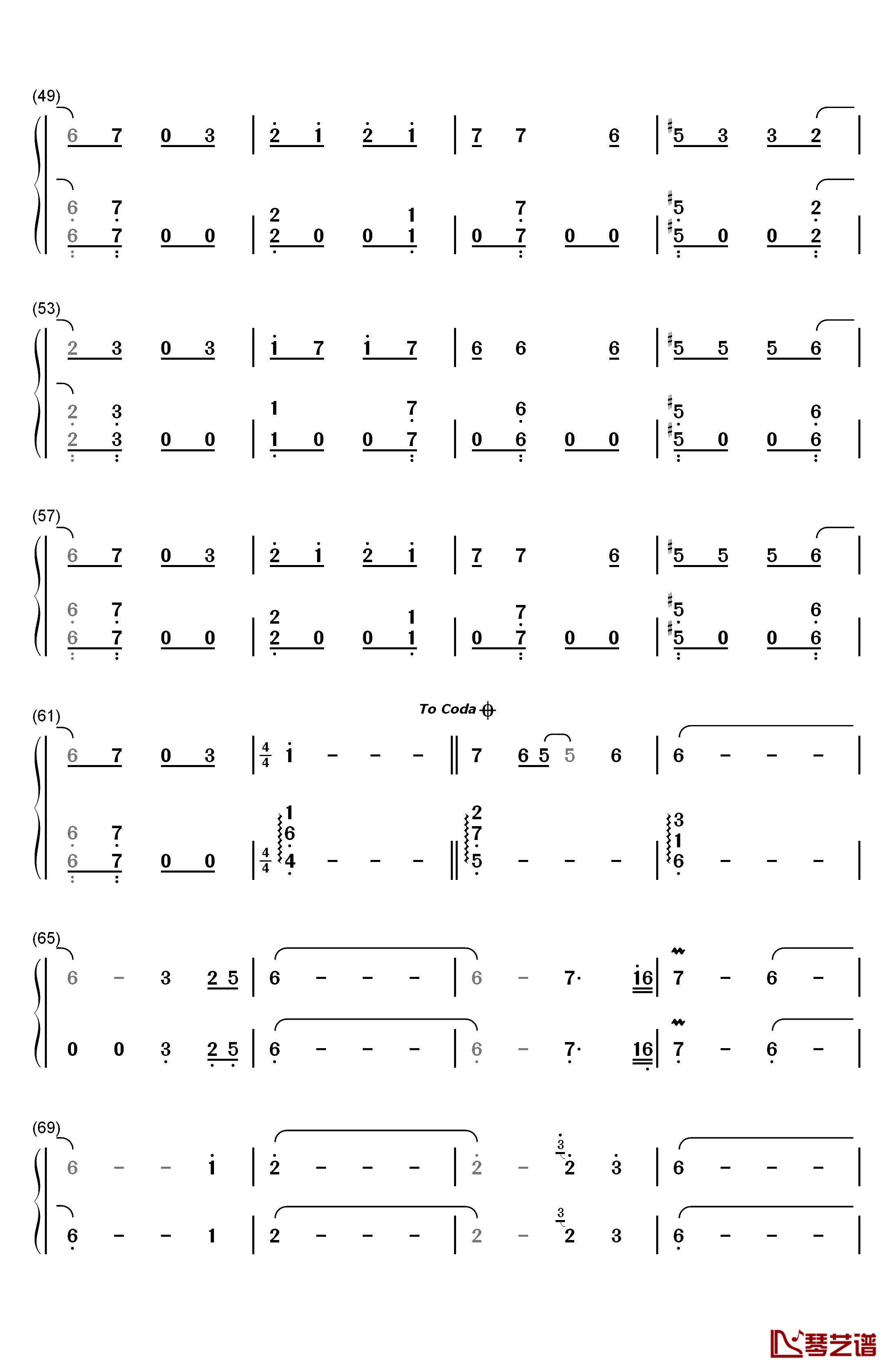 醉春风钢琴简谱-数字双手-金学峰3