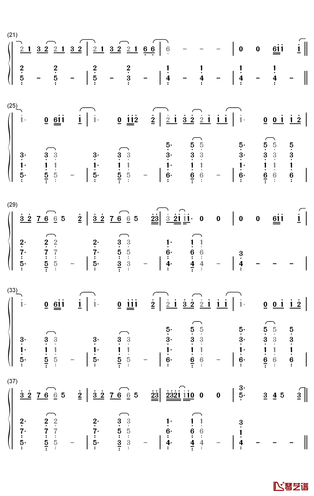 Falling钢琴简谱-数字双手-Harry Styles2