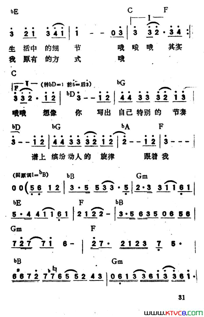 拥有自己的节奏带和弦简谱-周传雄演唱-薛玉玲/童安格词曲1