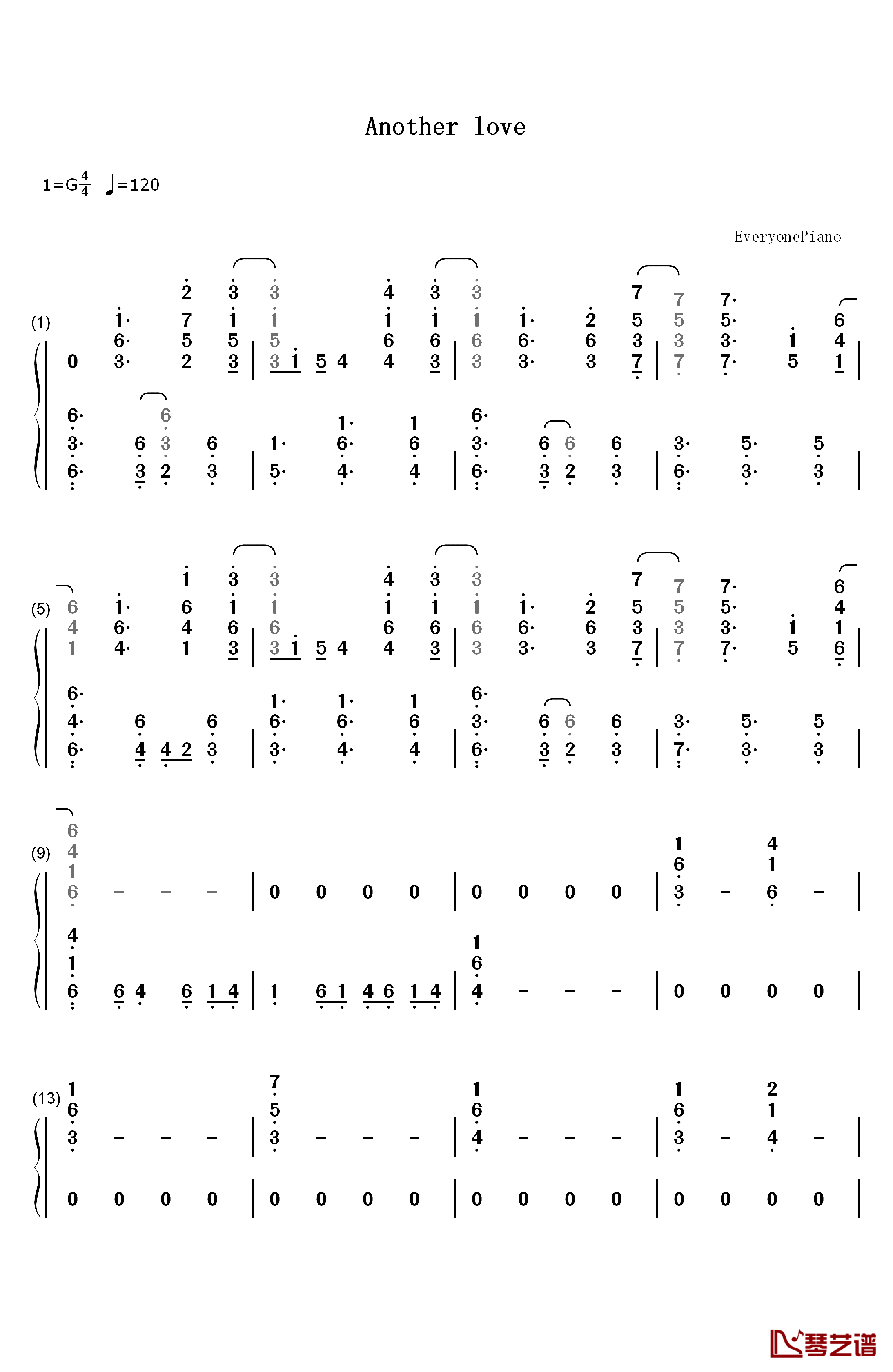 Another Love钢琴简谱-数字双手-Tom Odell1