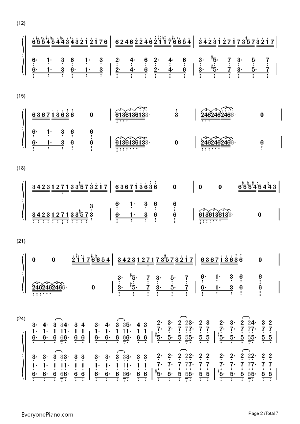 古巴钢琴简谱-数字双手-马克西姆2