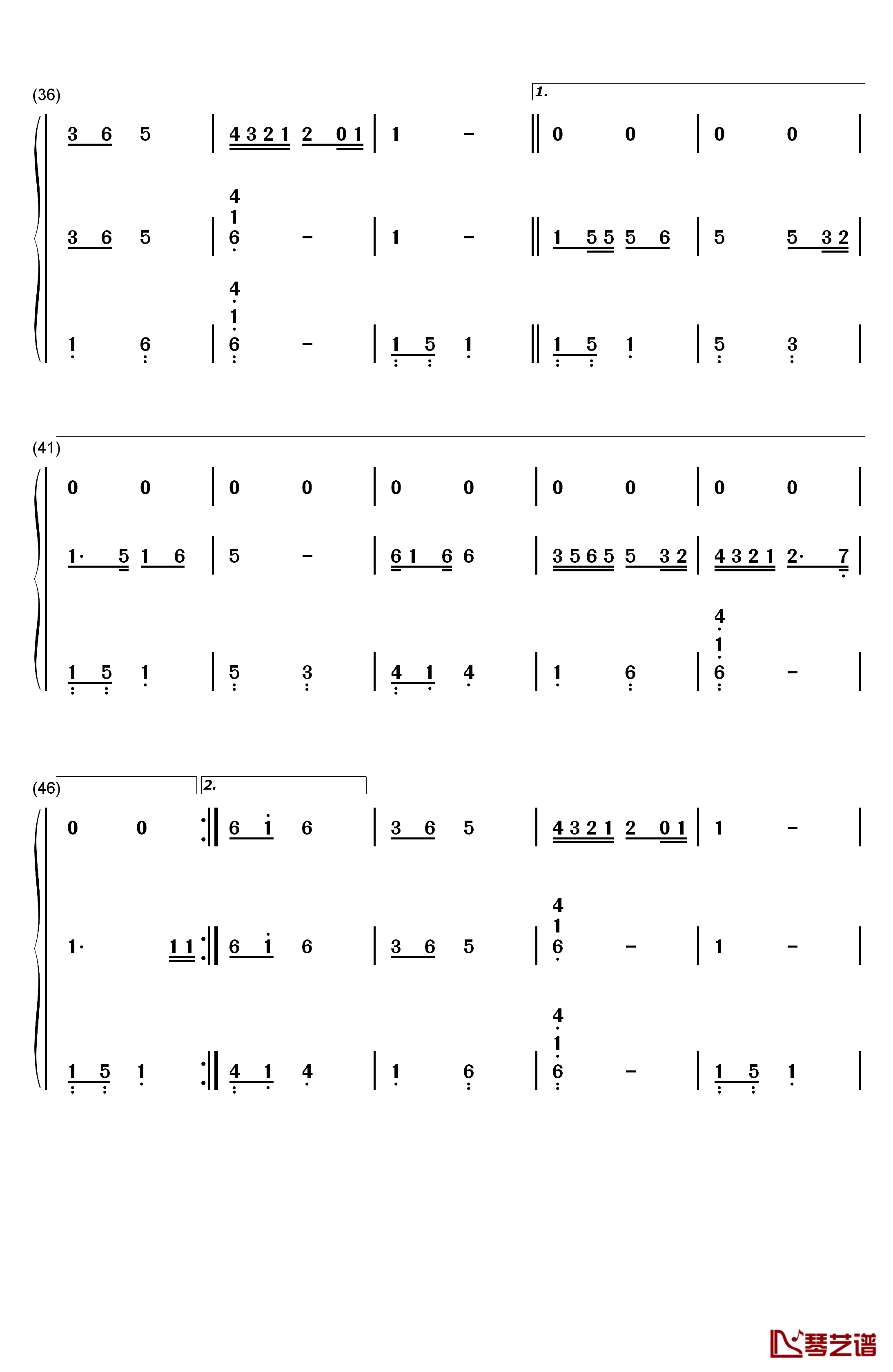 金色童年钢琴简谱-数字双手-杨烁3