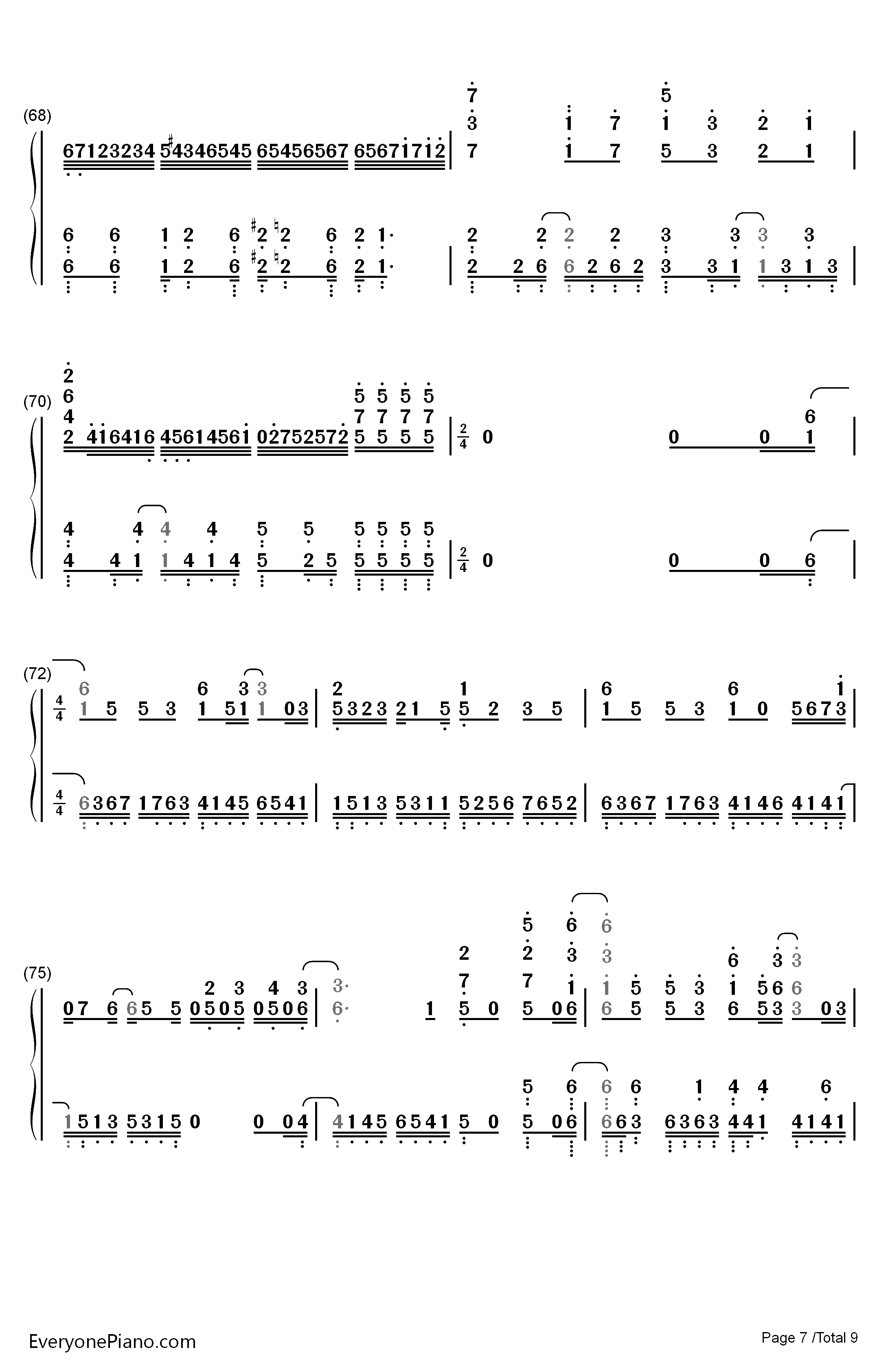 ADAMAS钢琴简谱-数字双手-LiSA7