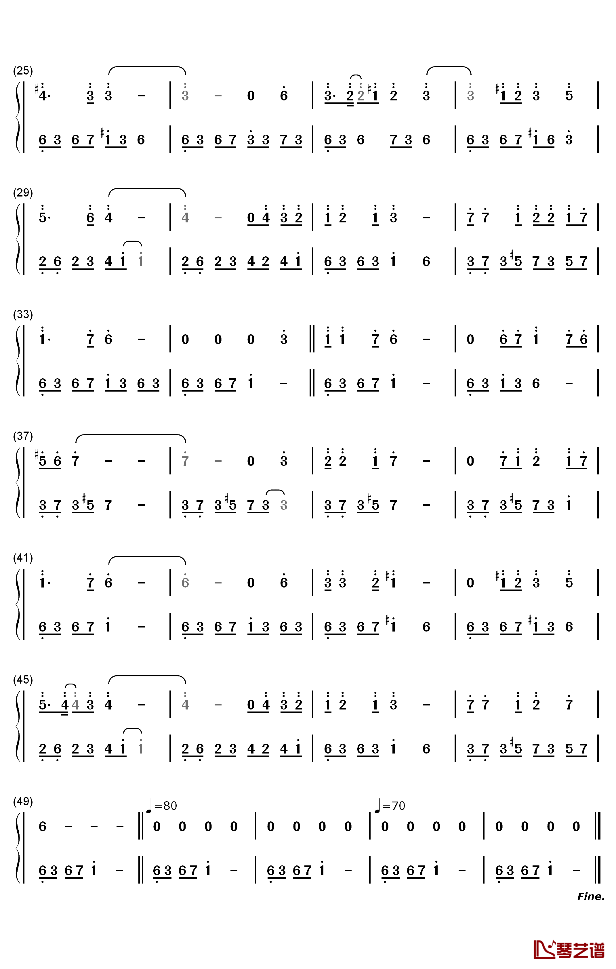 我等候你钢琴简谱-数字双手-未知2