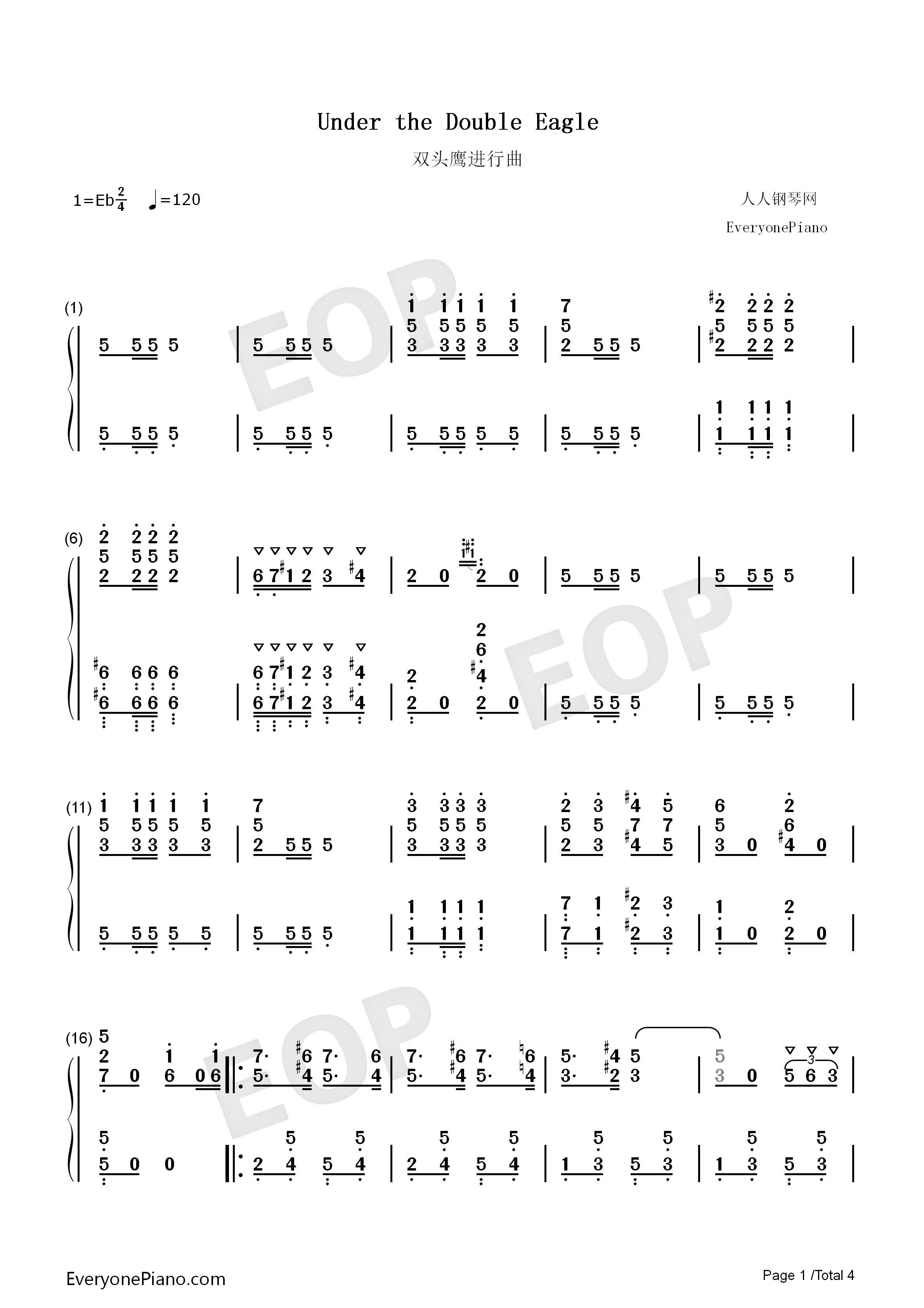 双头鹰进行曲钢琴简谱-瓦格纳演唱1