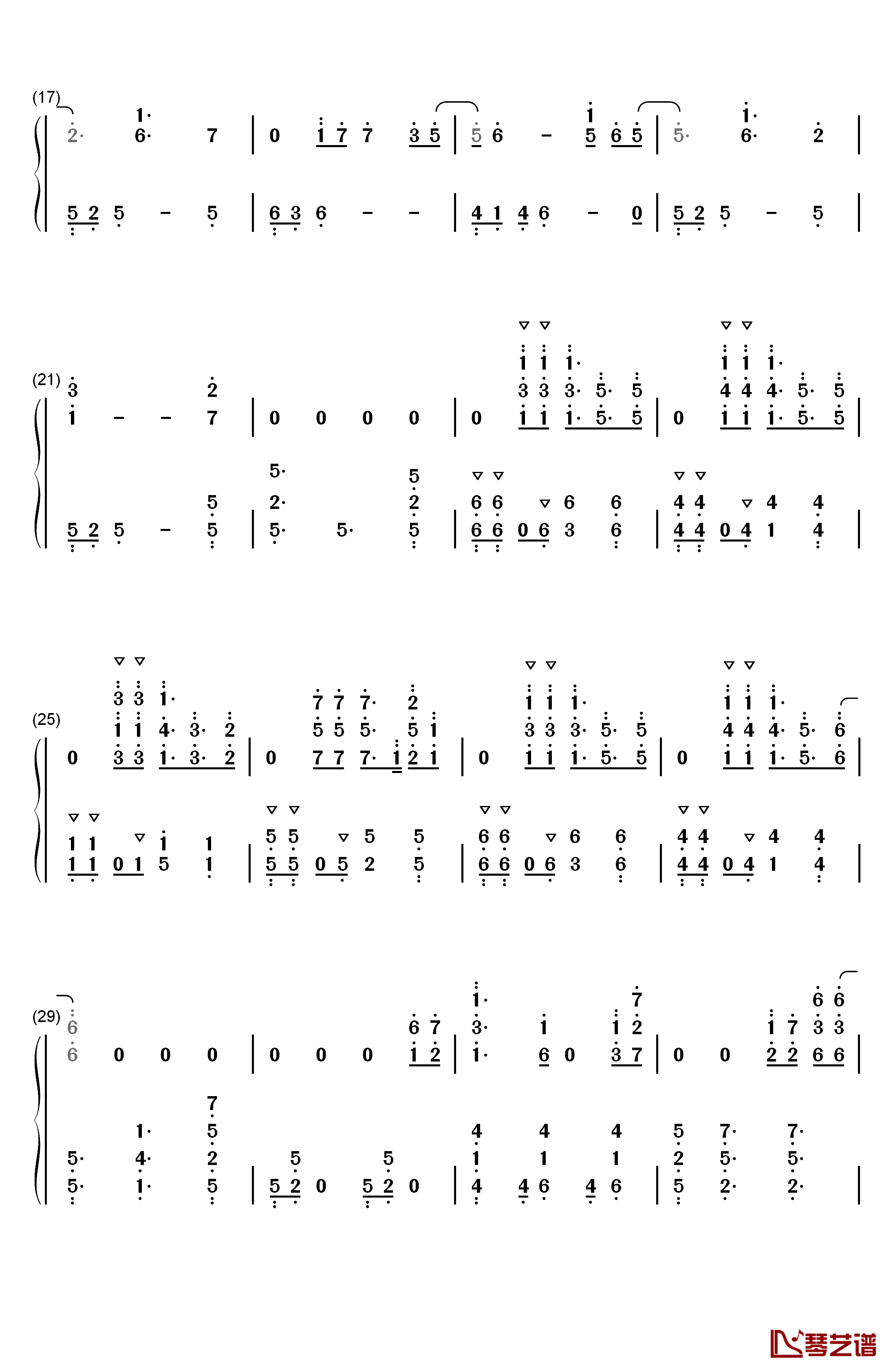 荣耀再临钢琴简谱-数字双手-大胆音组2