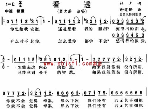 看透--莫文蔚简谱1