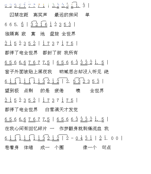 全世界都停电简谱-Tank演唱1