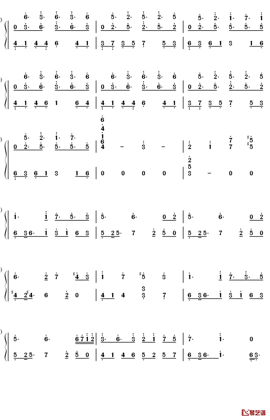 梦、时々钢琴简谱-数字双手-触手猴4