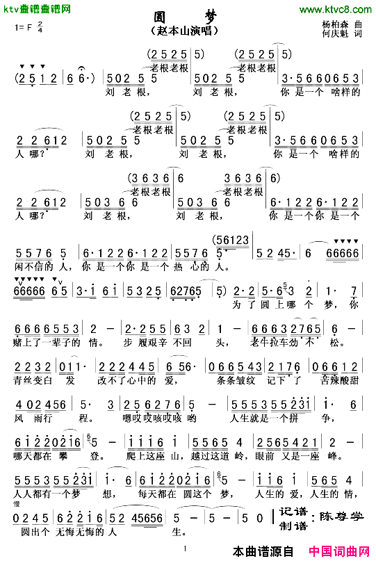 圆梦电视剧《刘老根》插曲简谱1