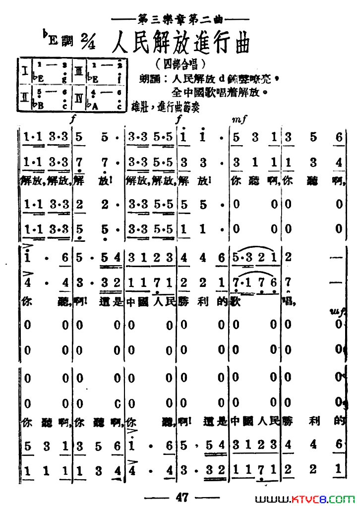 人民解放进行曲简谱1