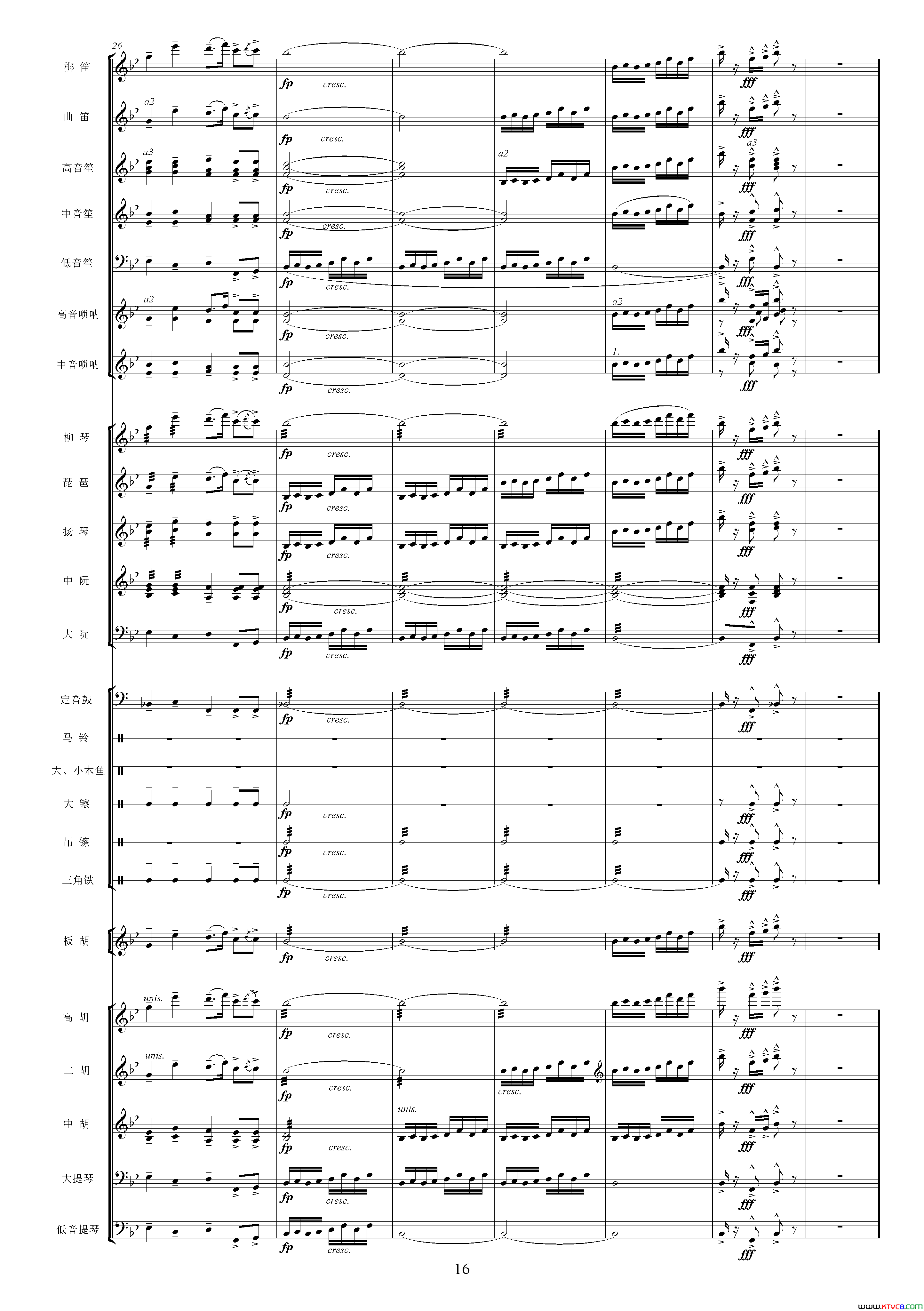 沿着社会主义大道奔前方影片《青松林》主题曲、交响乐队总谱简谱1