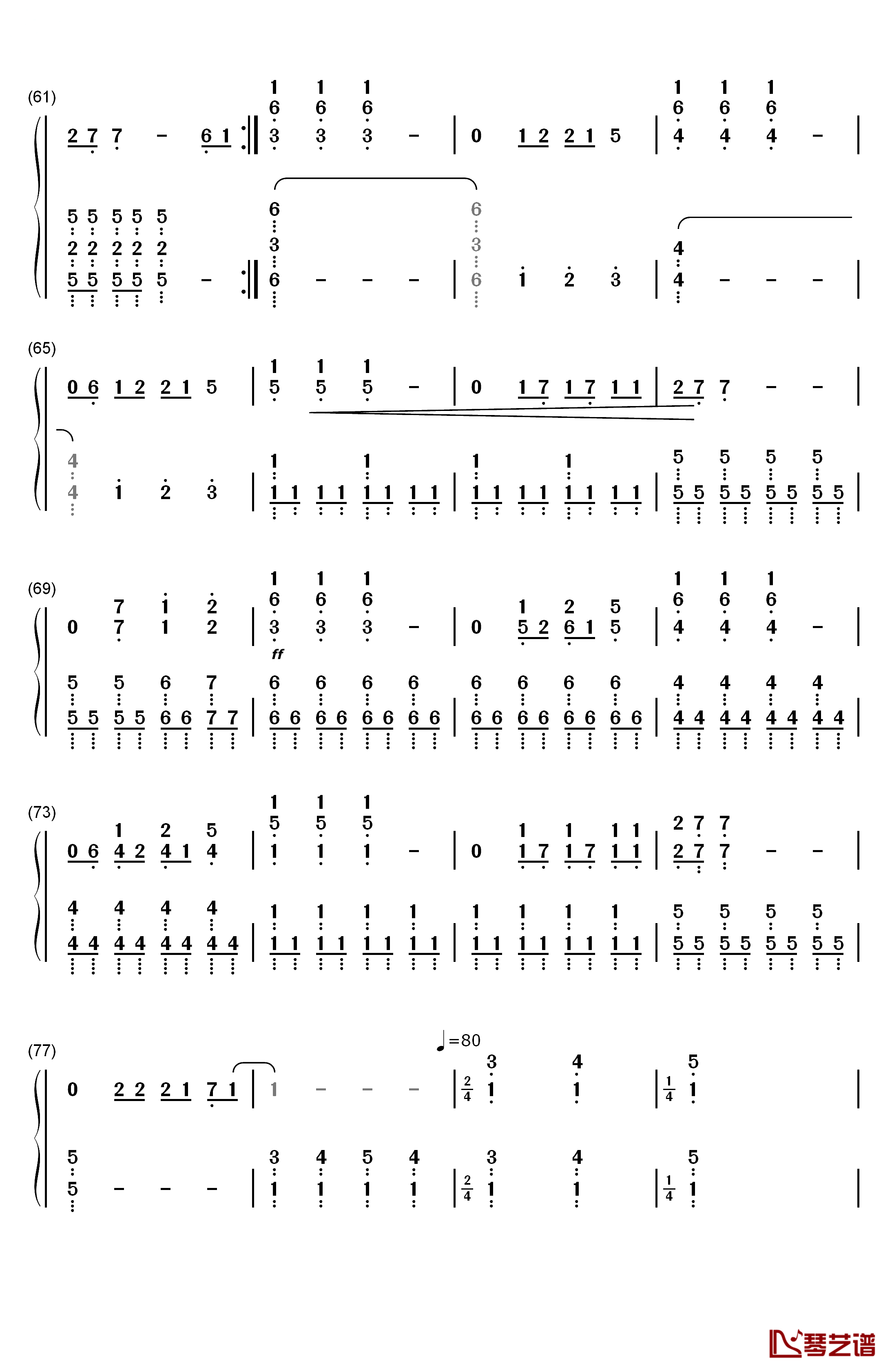 Wings钢琴简谱-数字双手-Birdy4