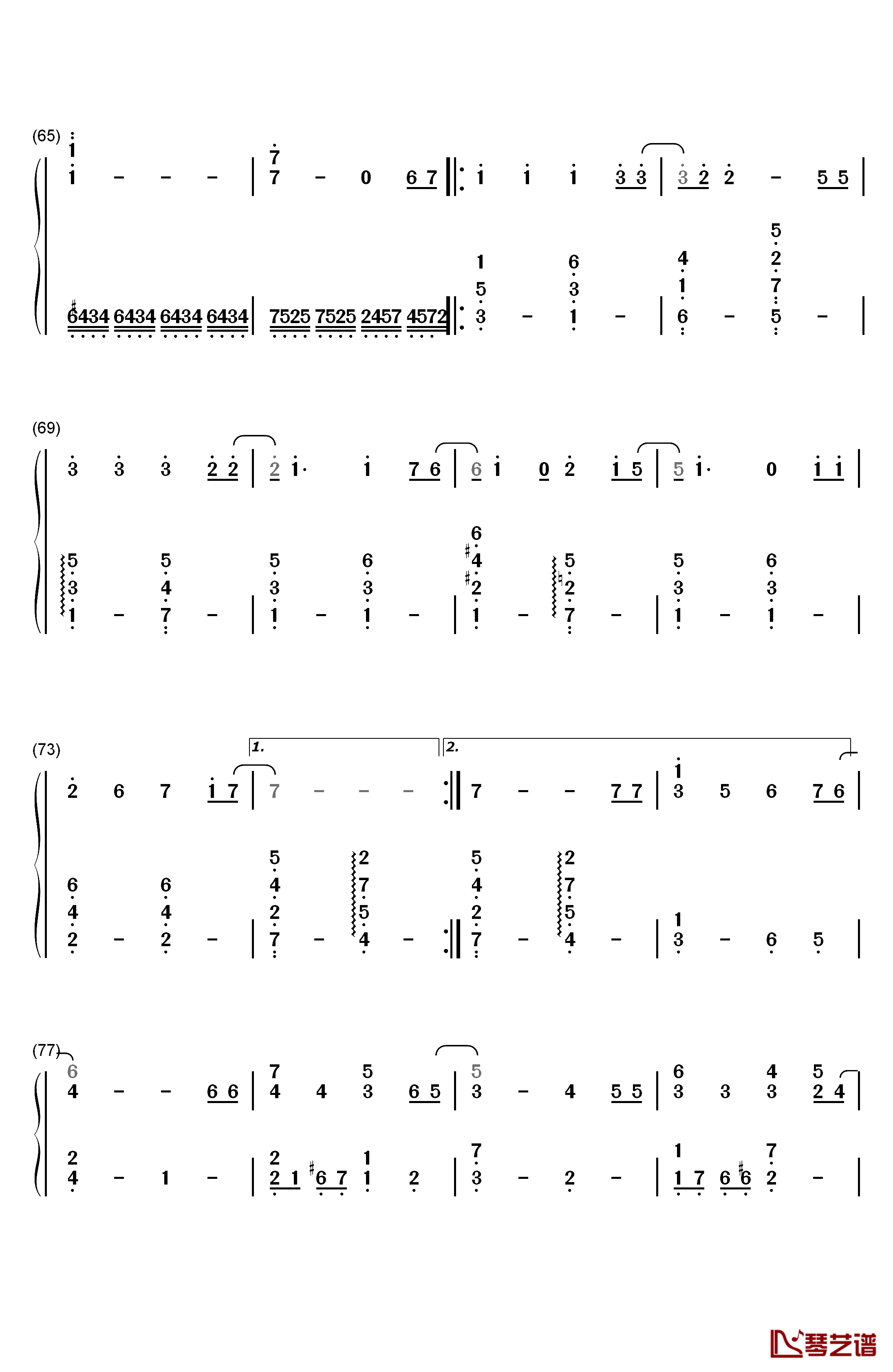 奇迹再现钢琴简谱-数字双手-毛华锋5