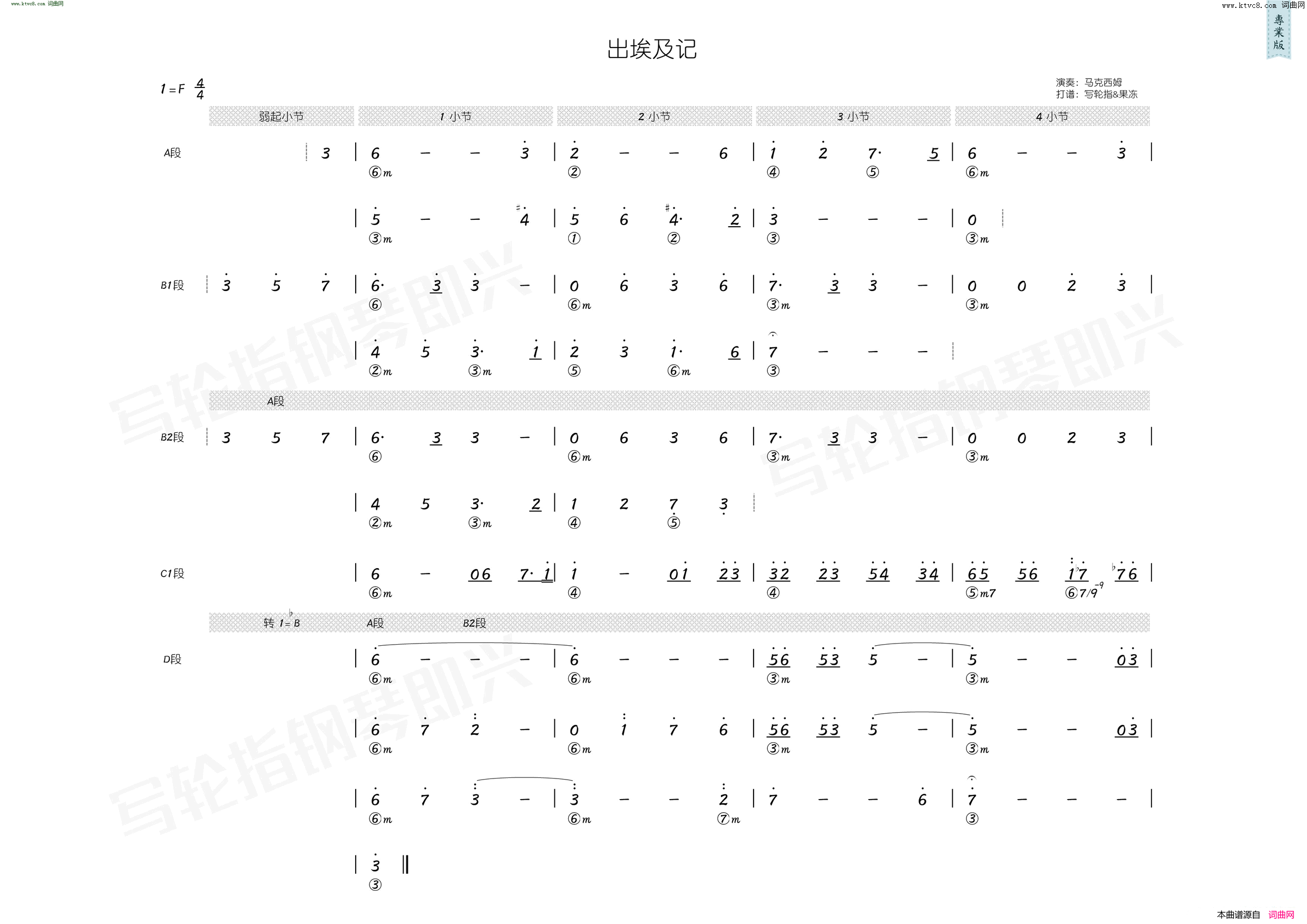 出埃及记 简和谱简谱-马克西姆演唱-TonciHuljic/沃伊切赫·基拉尔词曲1