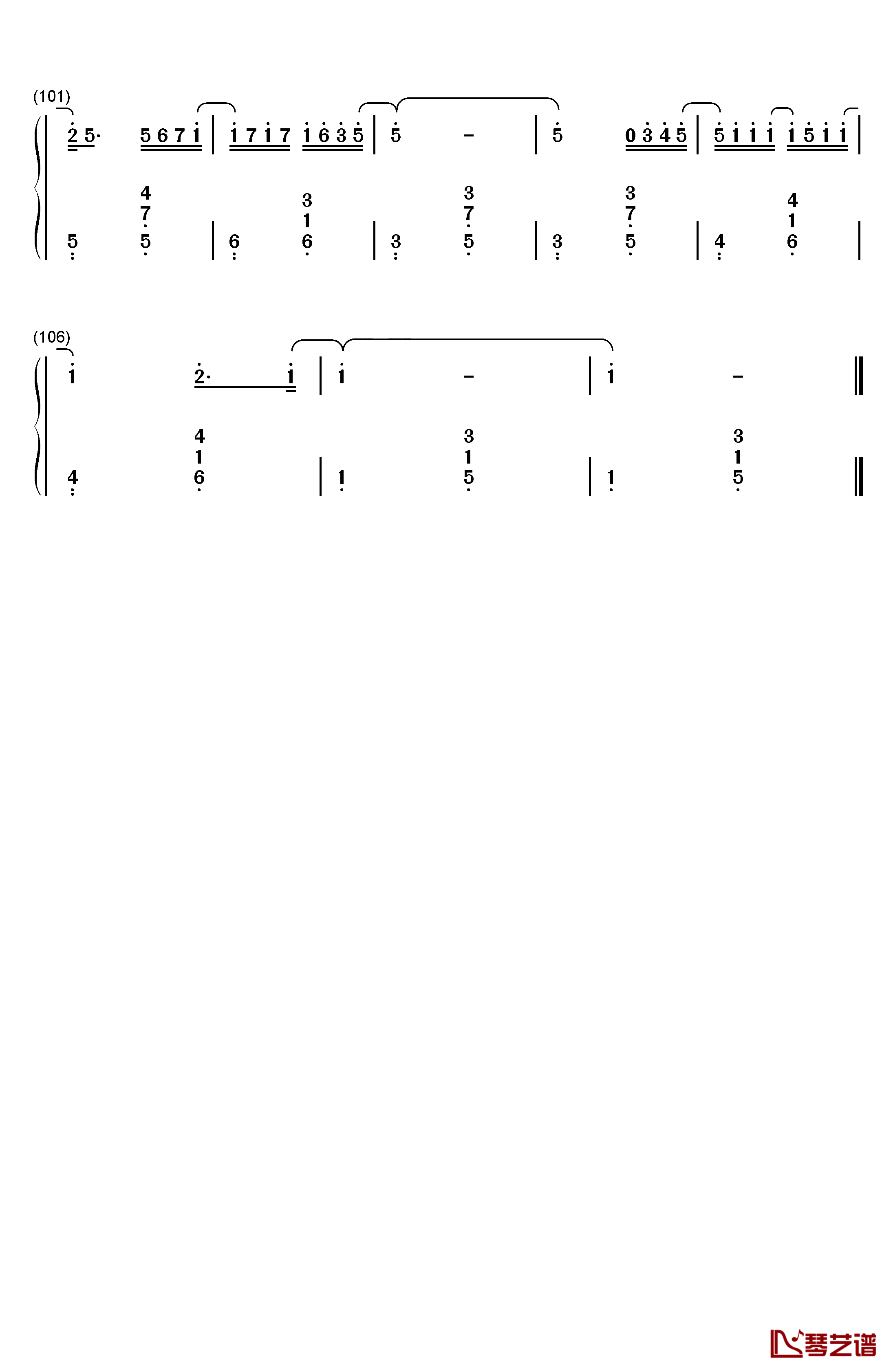 第一次钢琴简谱-数字双手-光良5