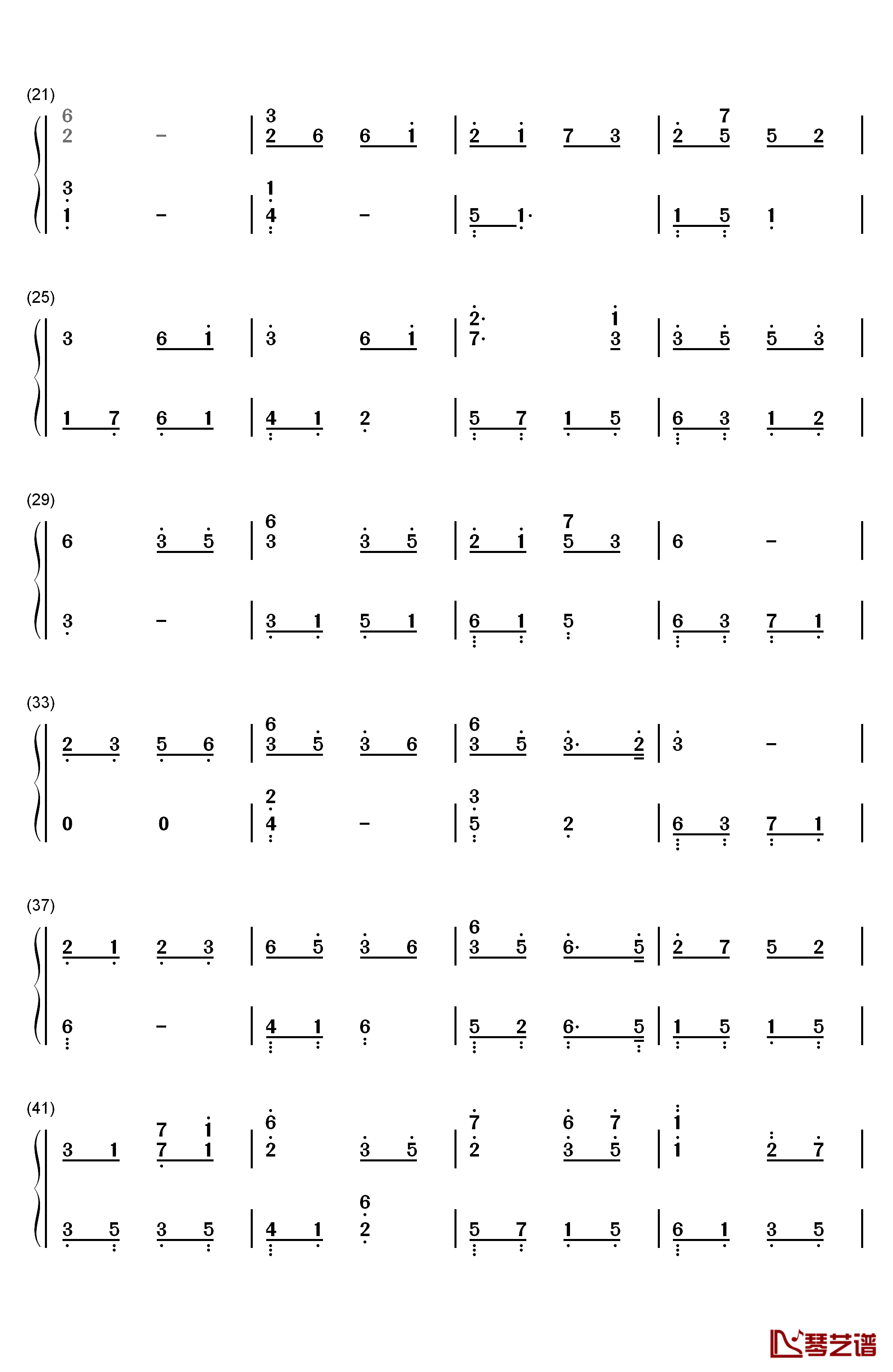 爱殇钢琴简谱-数字双手-董贞2