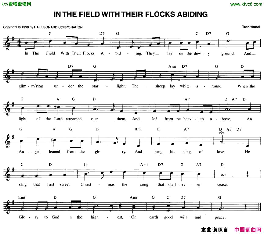 INTHEFIELDWITHTHEIRFLOOCKSABIDING简谱1