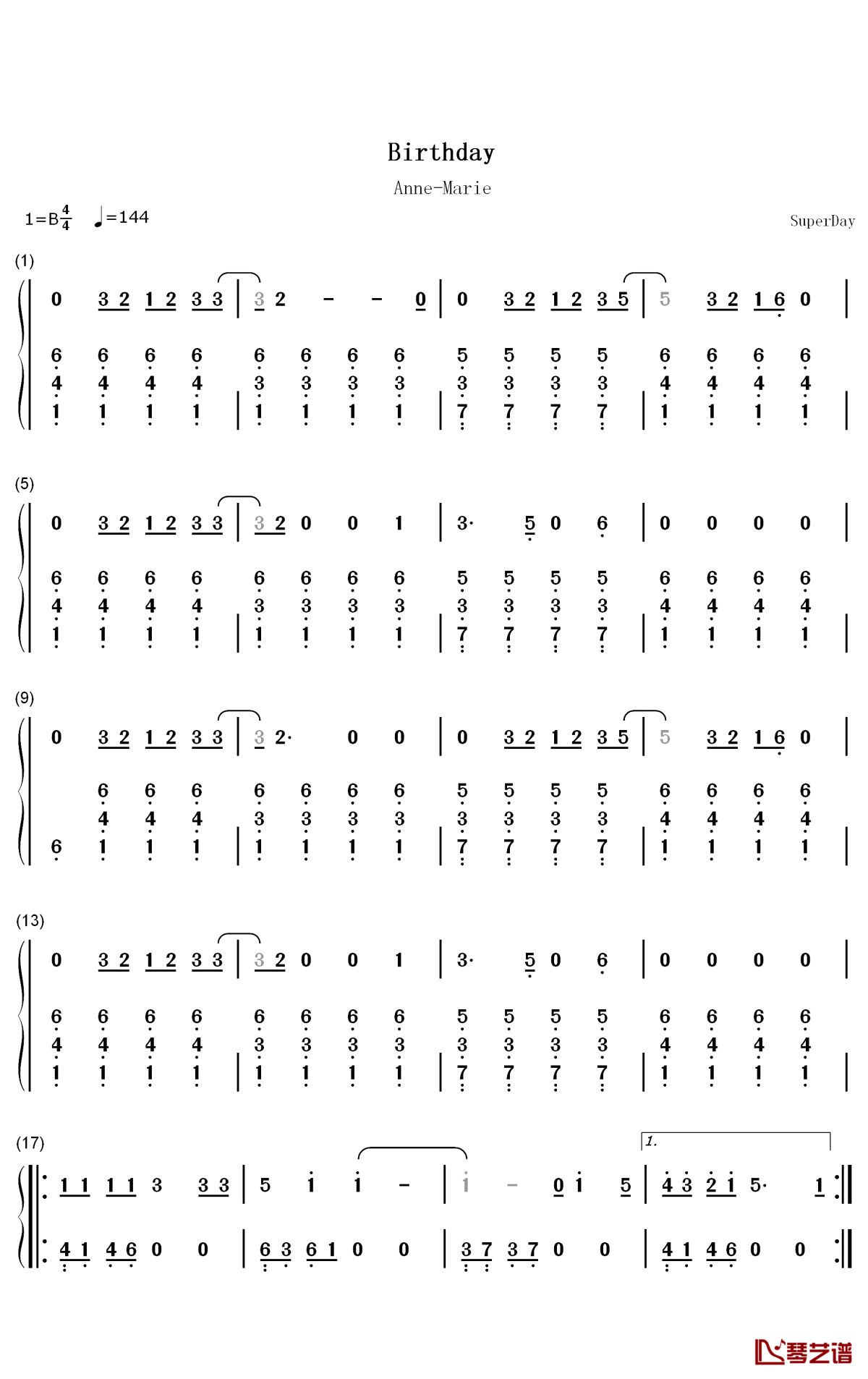 Birthday钢琴简谱-数字双手-Anne-Marie1