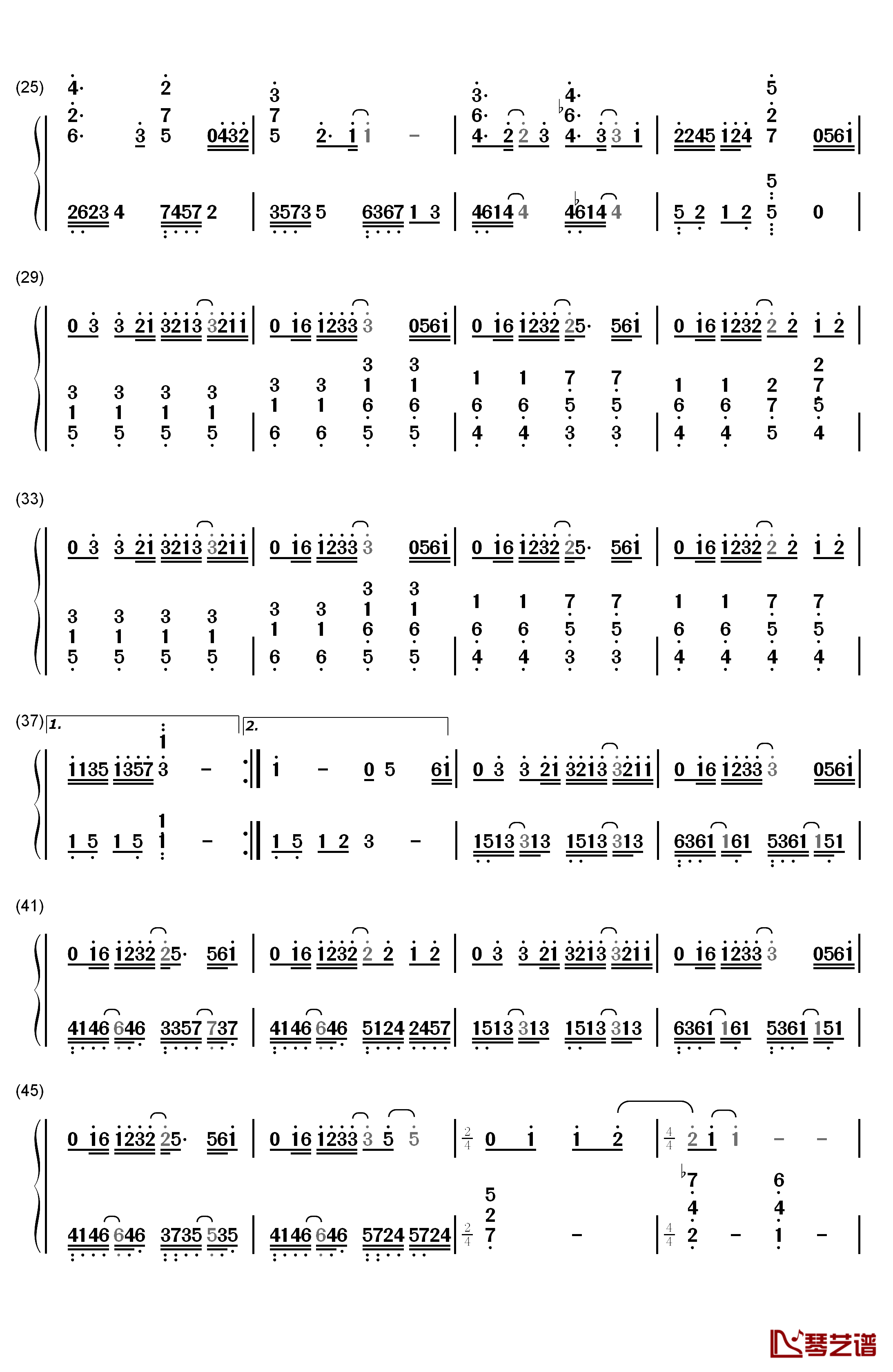 小情歌钢琴简谱-数字双手-苏打绿2