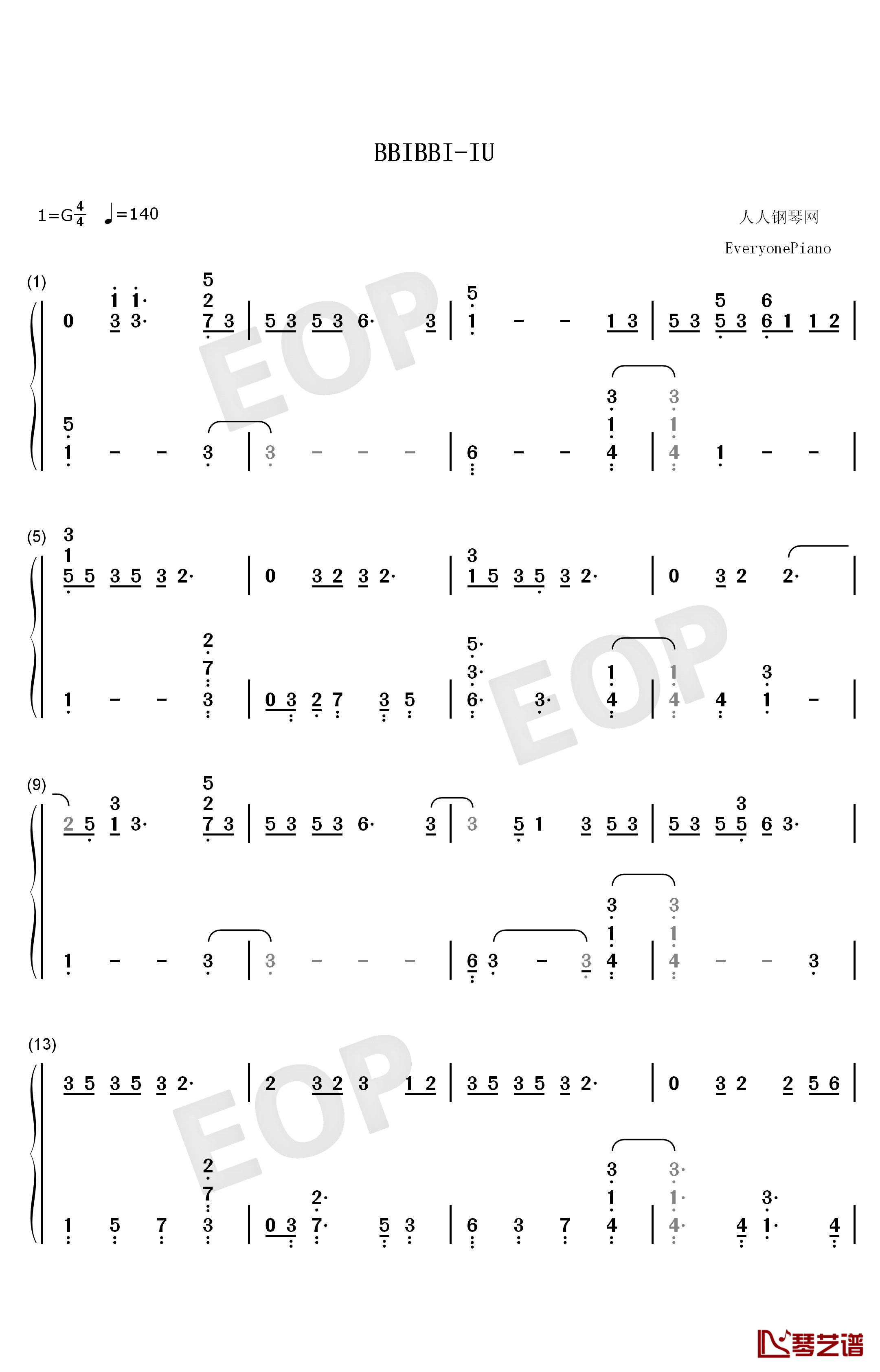 BBIBBI钢琴简谱-数字双手-IU 李知恩1